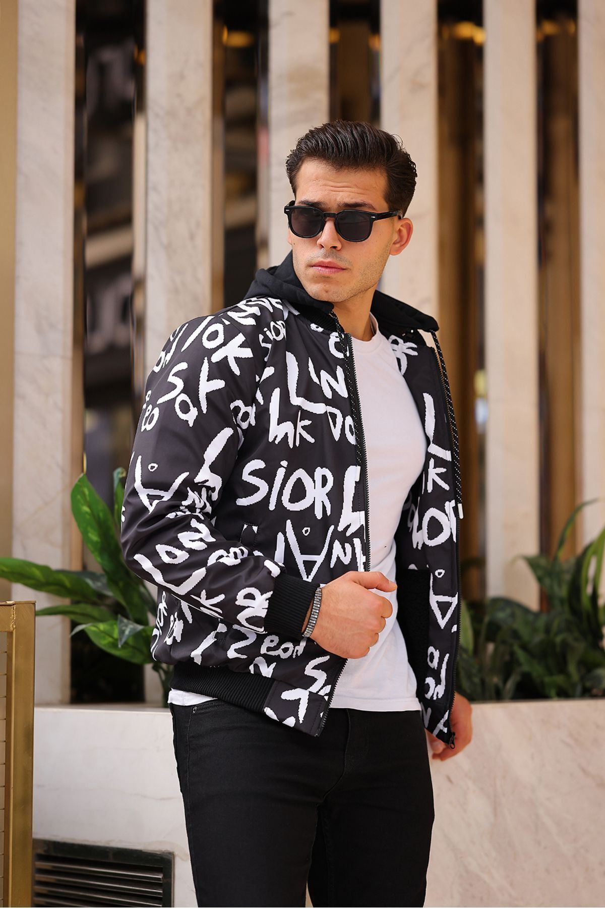 Erkek Içi Kürklü Suya Dayanıklı Çıkarıbilir Kapüşonlu Cepli Yağmurluk