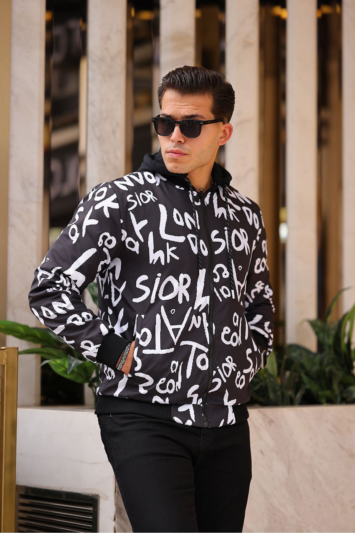 Erkek Içi Kürklü Suya Dayanıklı Çıkarıbilir Kapüşonlu Cepli Yağmurluk