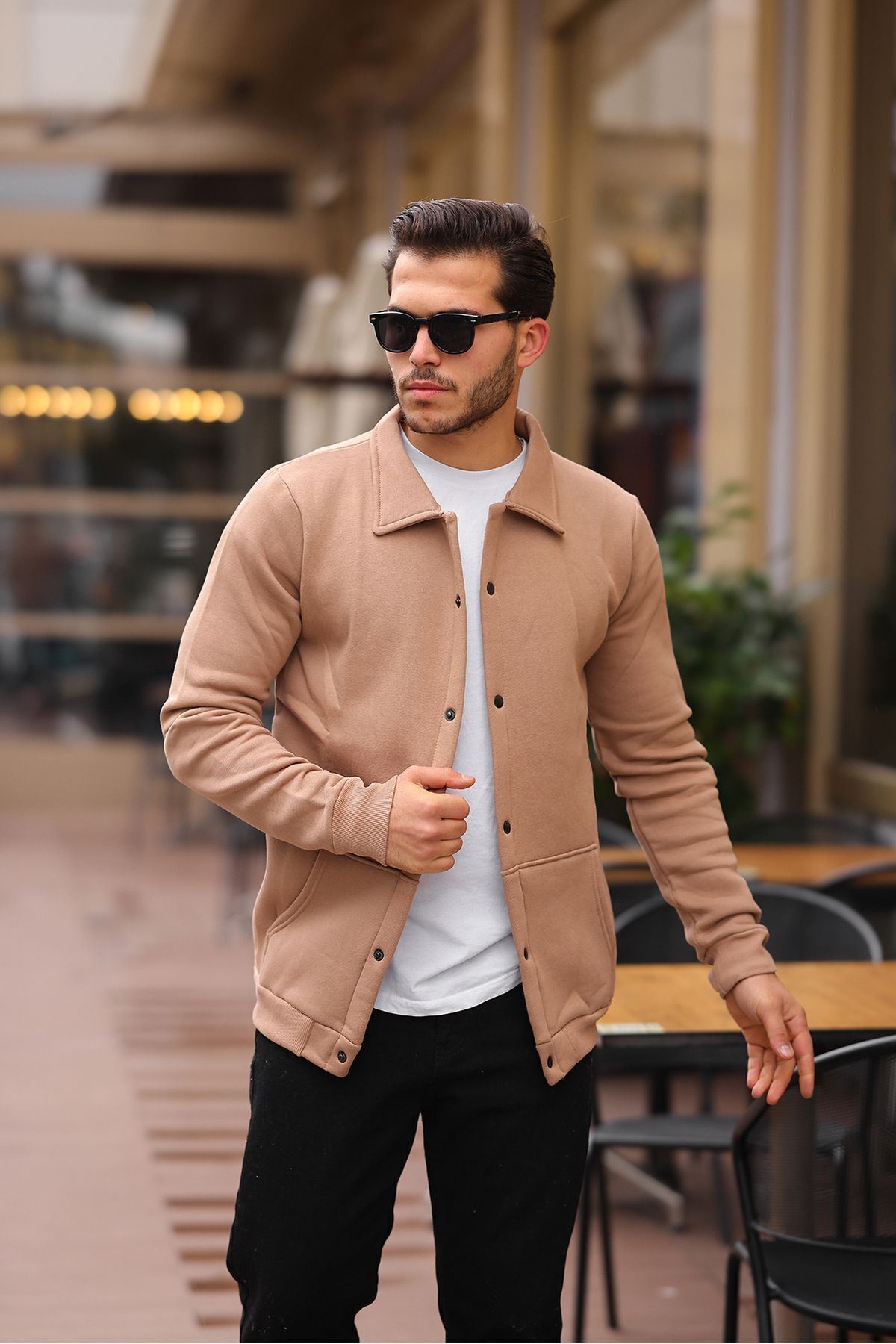 Çıtçıtlı Cepli İçi Şardonlu Sweatshirt Hırka