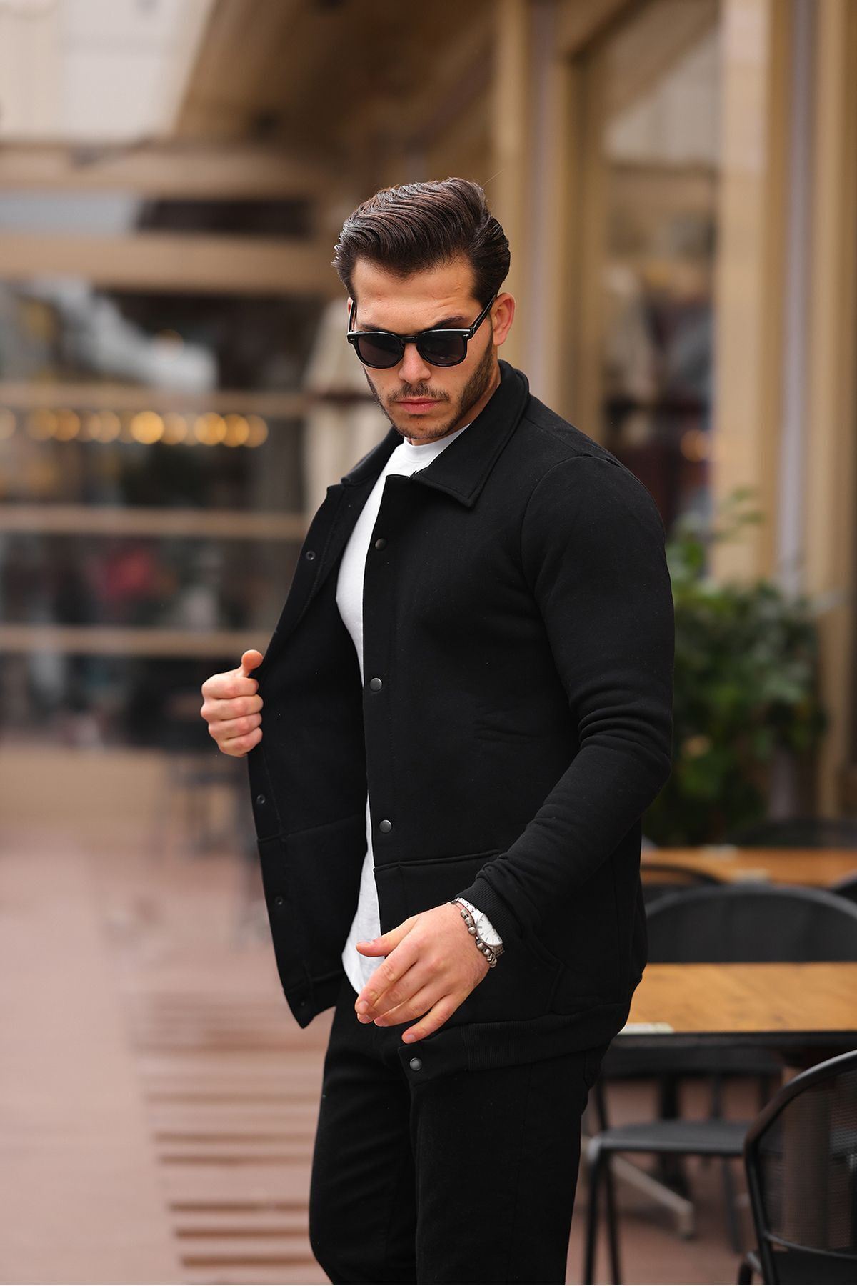 Çıtçıtlı Cepli İçi Şardonlu Sweatshirt Hırka