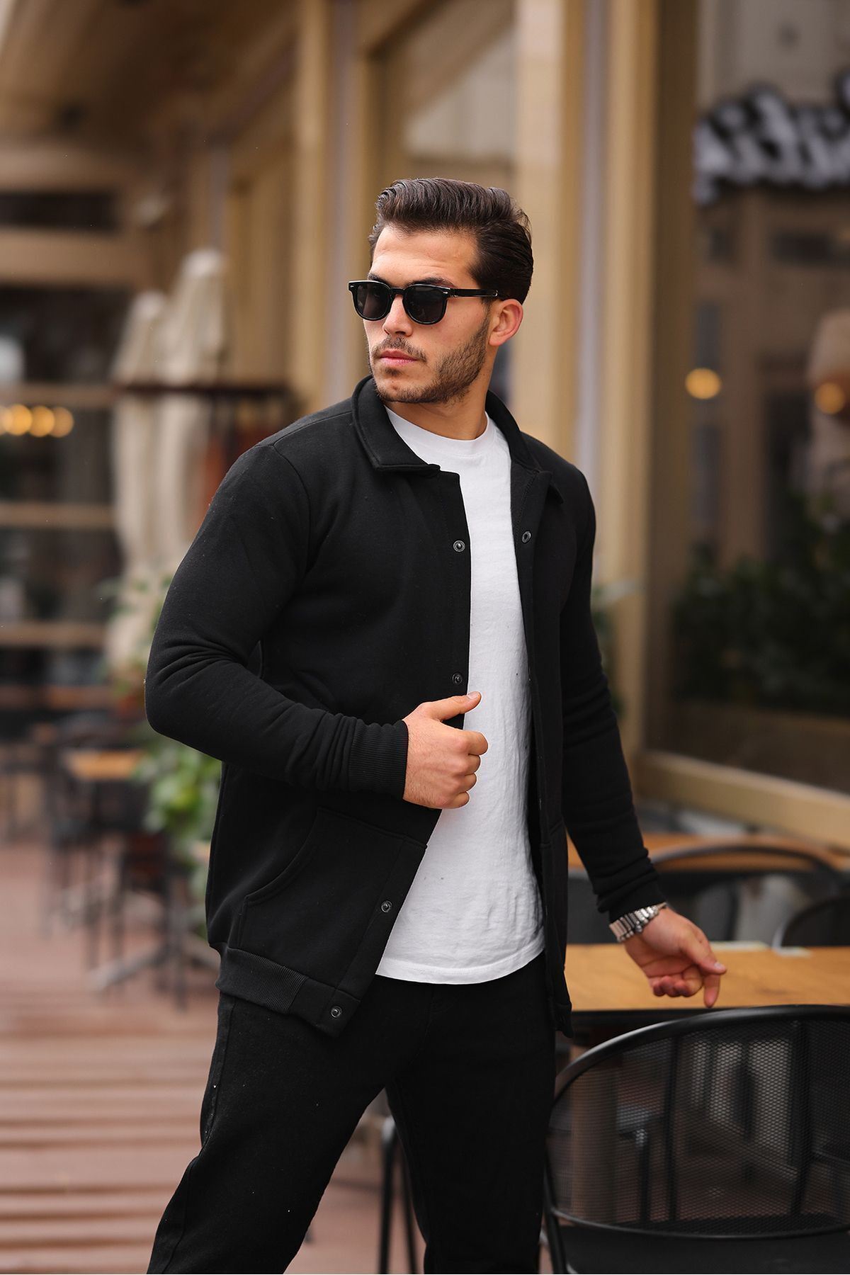 Çıtçıtlı Cepli İçi Şardonlu Sweatshirt Hırka