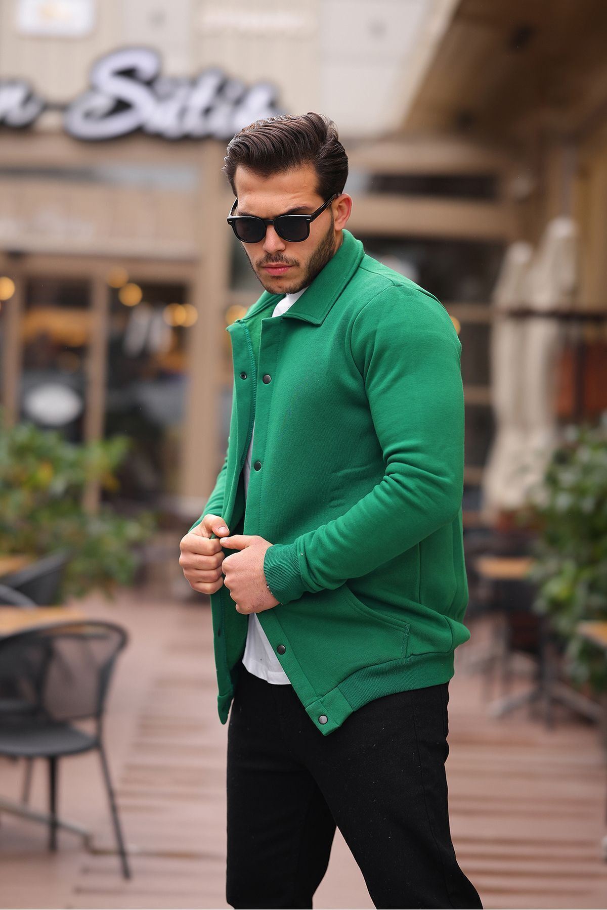 Çıtçıtlı Cepli İçi Şardonlu Sweatshirt Hırka