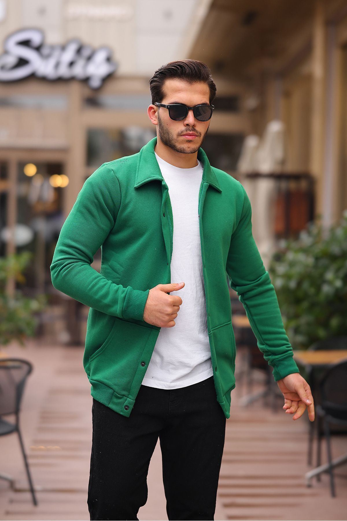 Çıtçıtlı Cepli İçi Şardonlu Sweatshirt Hırka