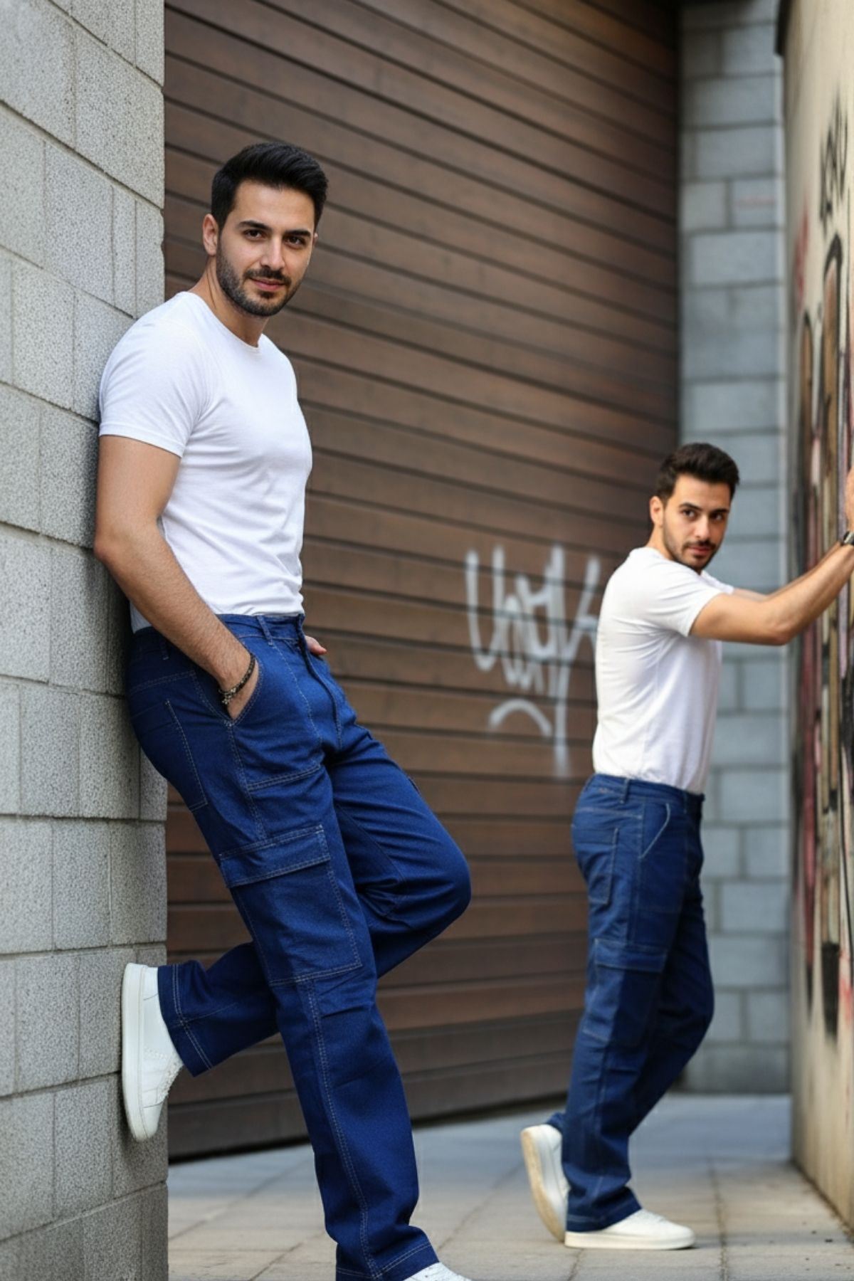 Yan Cepli Kargo Baggy Pantolon