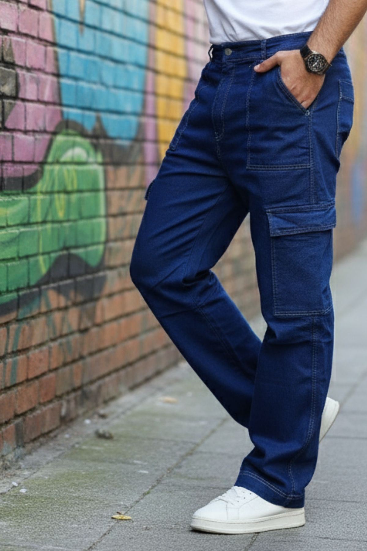 Yan Cepli Kargo Baggy Pantolon