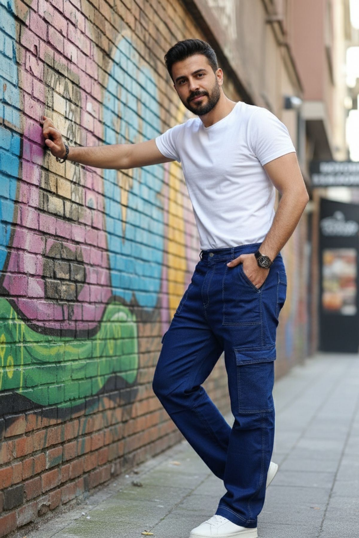 Yan Cepli Kargo Baggy Pantolon