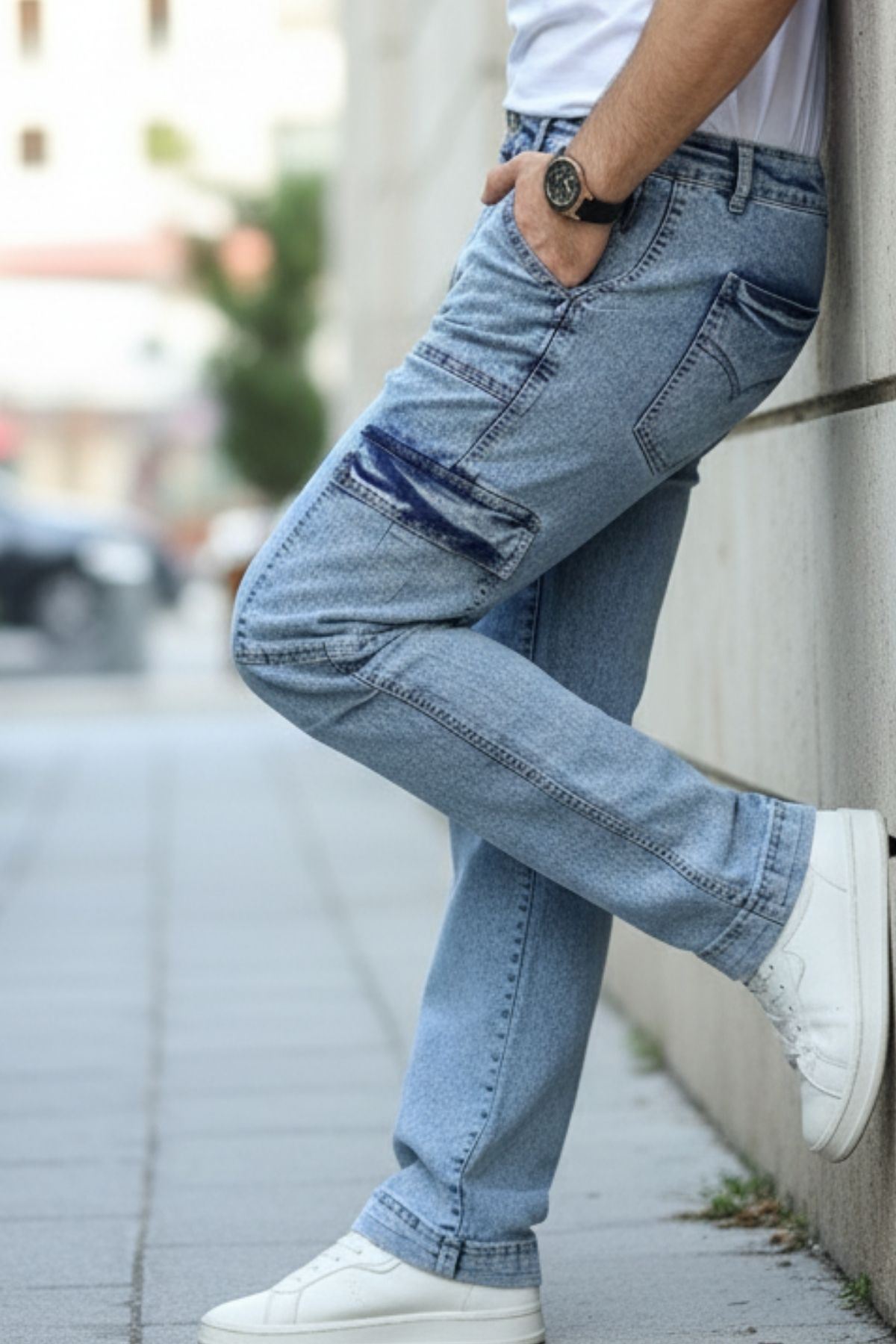 Yan Cepli Kargo Baggy Pantolon