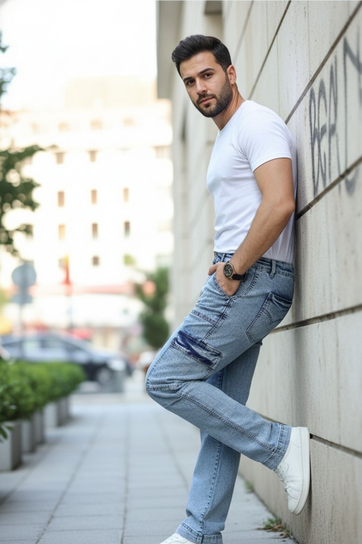 Yan Cepli Kargo Baggy Pantolon