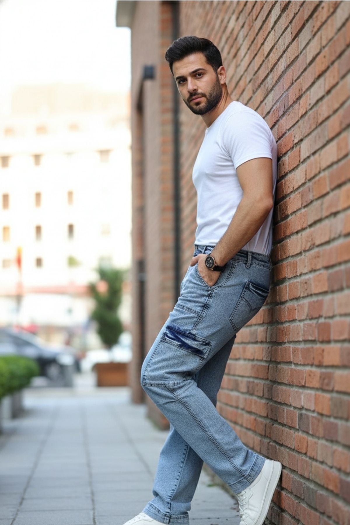 Yan Cepli Kargo Baggy Pantolon