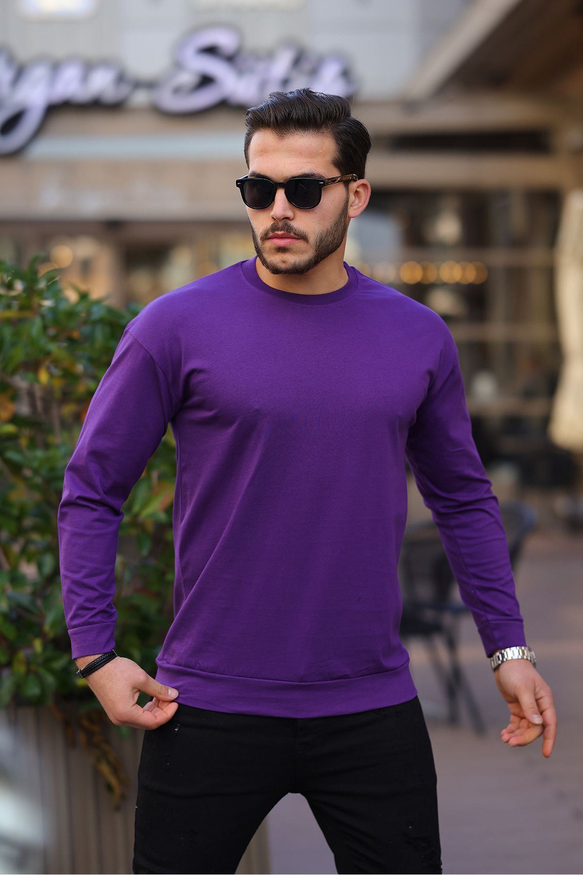 Sıfır Yaka Oversize Sweatshirt