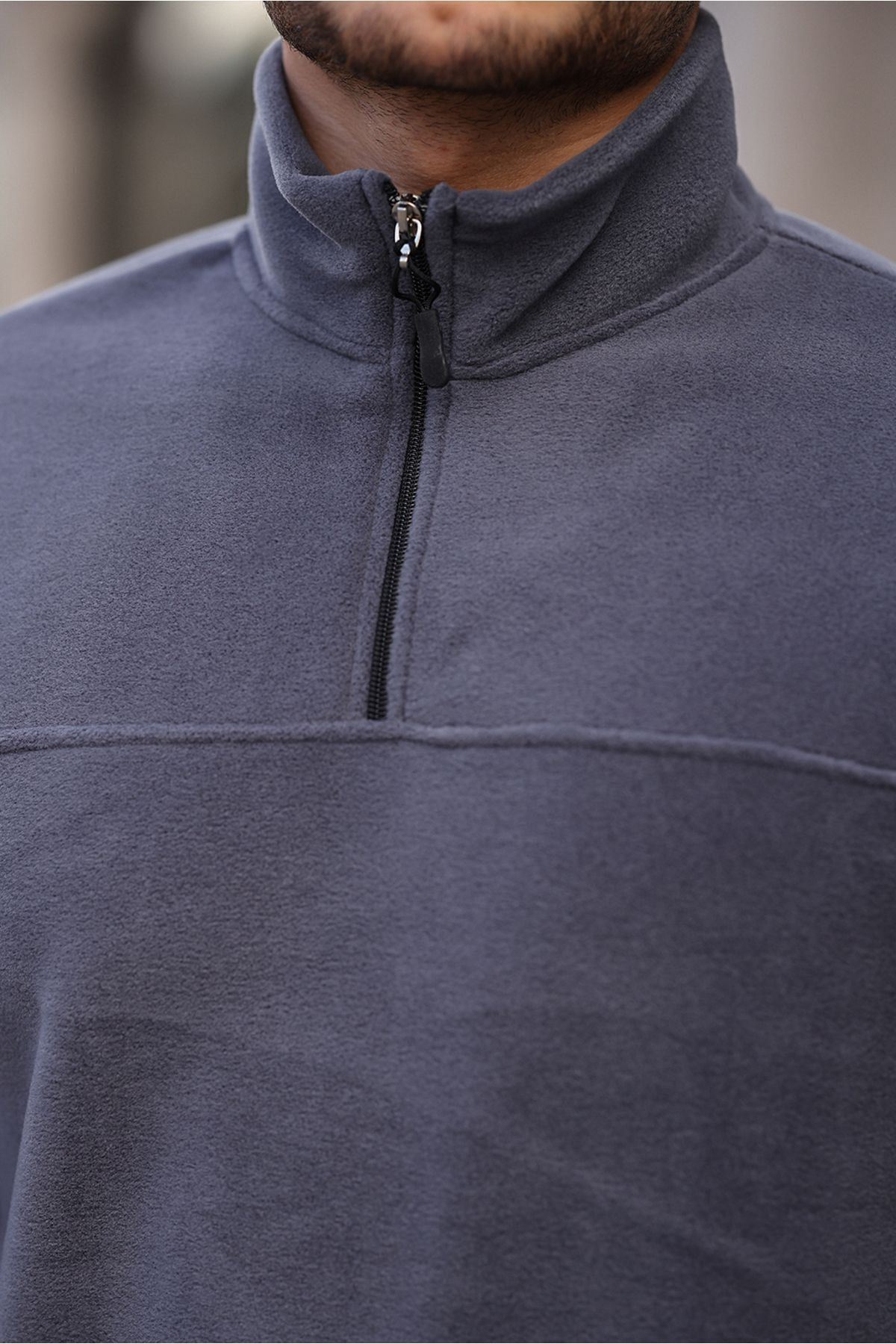 Yarım Fermuarlı Polar Sweatshirt