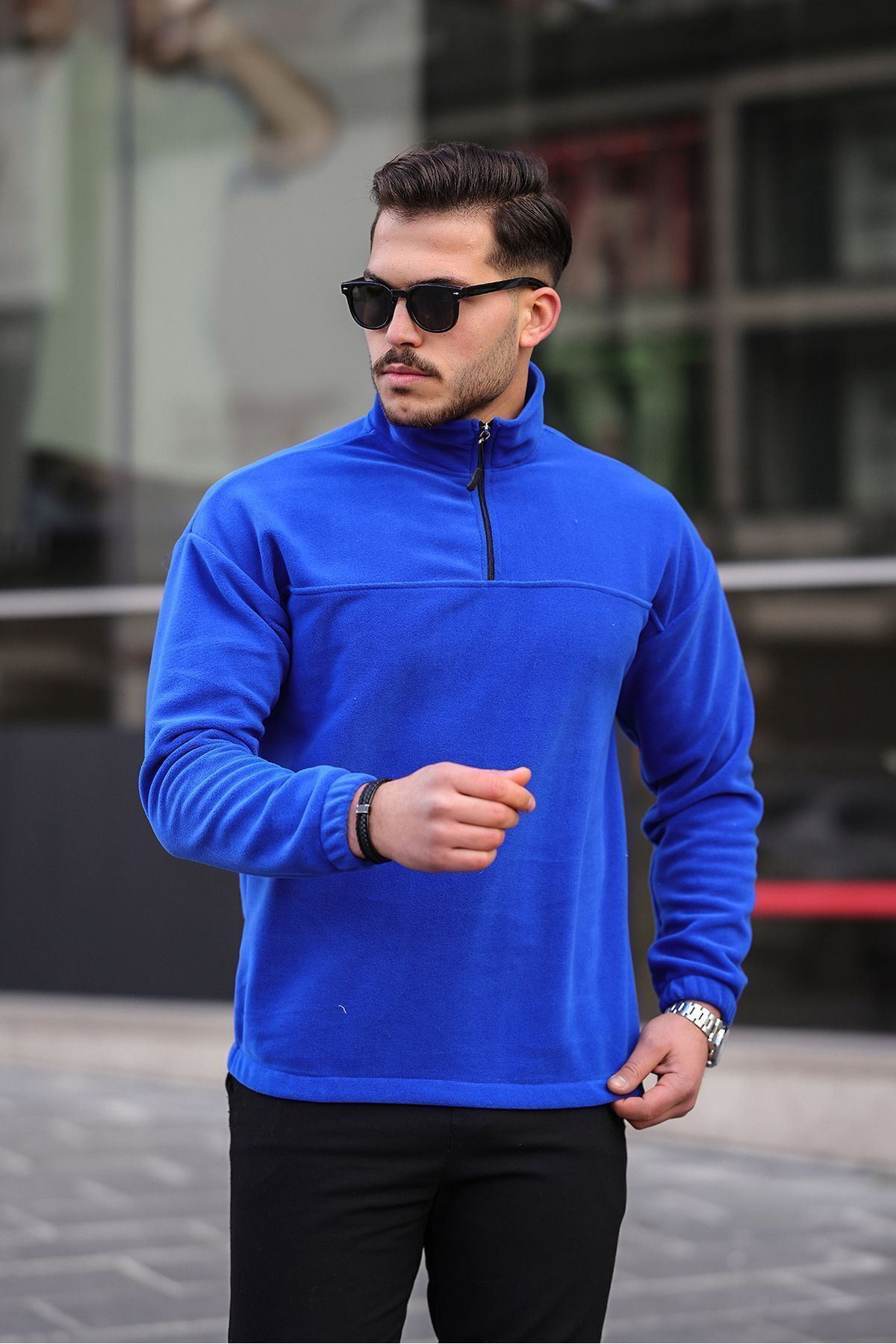 Yarım Fermuarlı Polar Sweatshirt