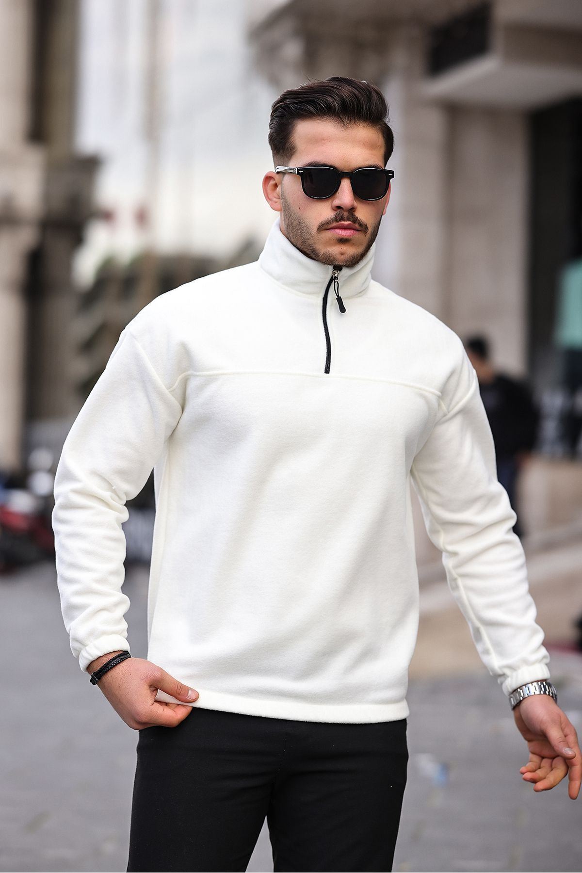 Yarım Fermuarlı Polar Sweatshirt