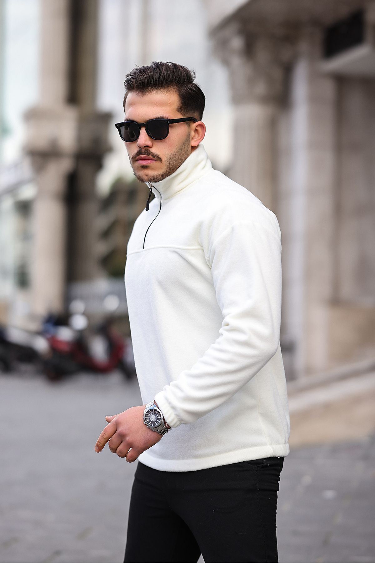 Yarım Fermuarlı Polar Sweatshirt