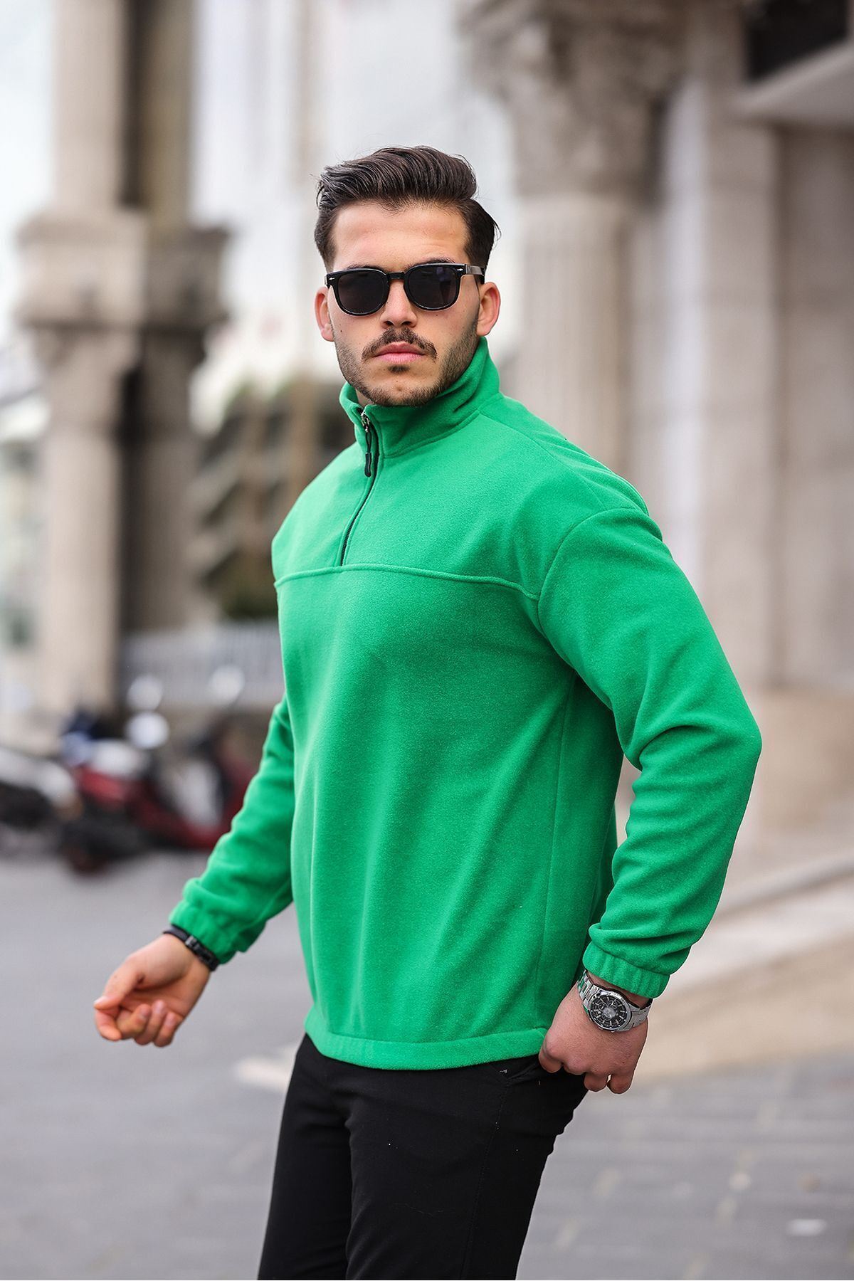 Yarım Fermuarlı Polar Sweatshirt