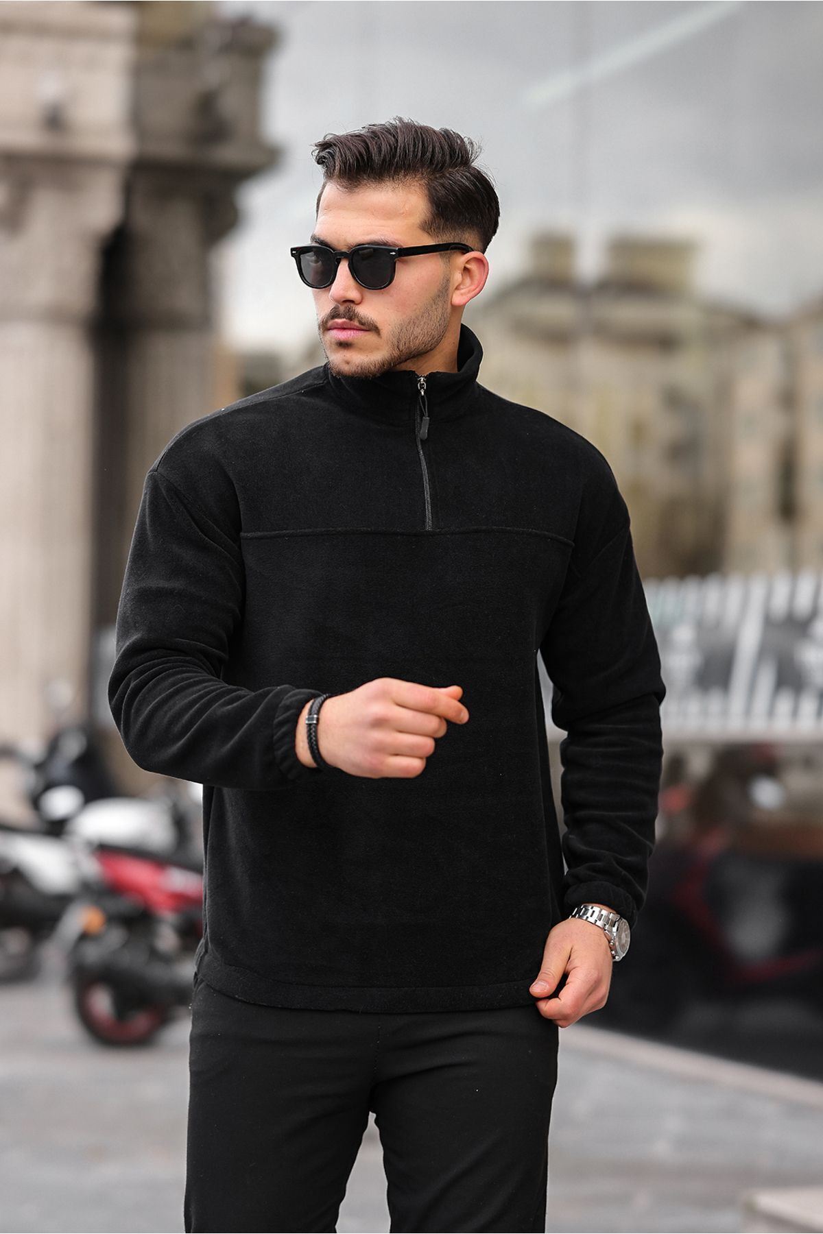Yarım Fermuarlı Polar Sweatshirt
