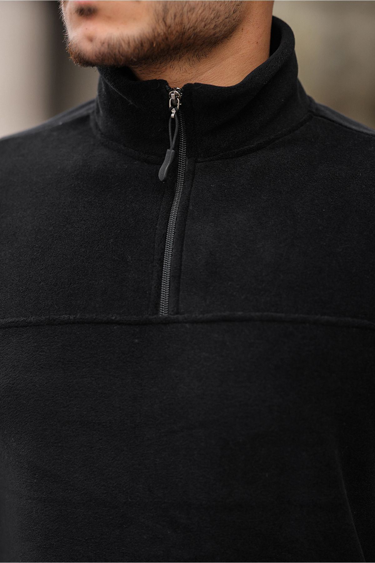 Yarım Fermuarlı Polar Sweatshirt