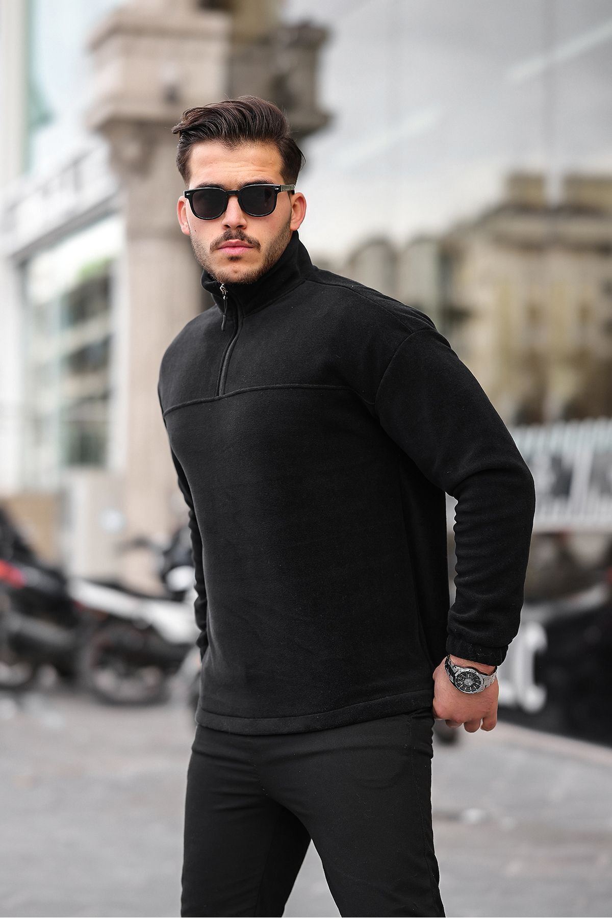 Yarım Fermuarlı Polar Sweatshirt