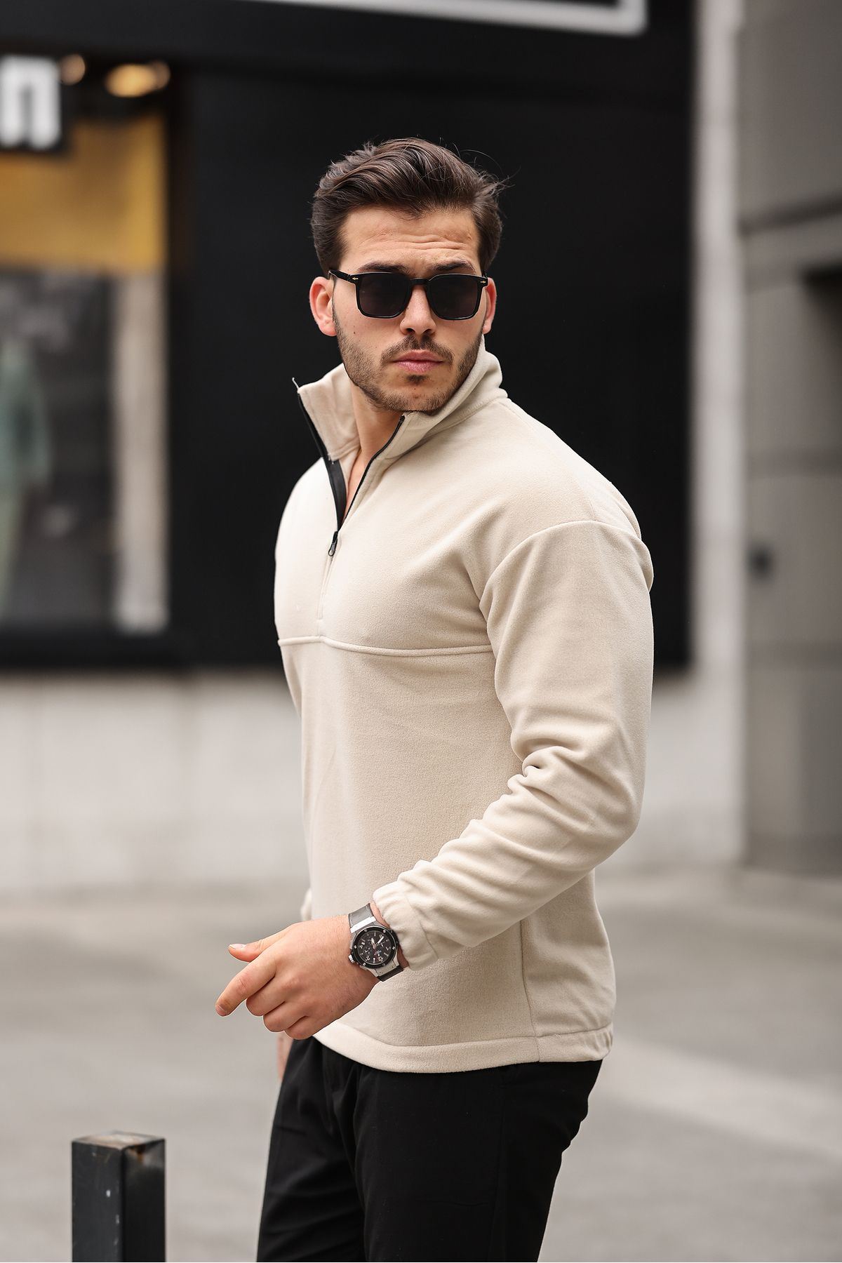 Yarım Fermuarlı Polar Sweatshirt