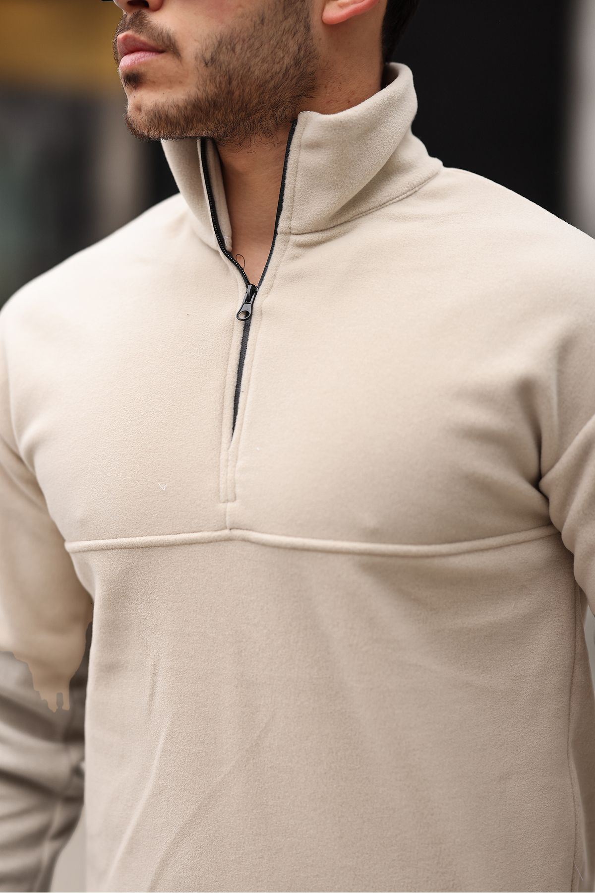 Yarım Fermuarlı Polar Sweatshirt