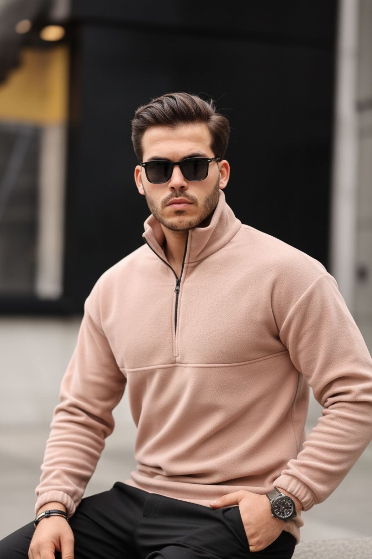 Yarım Fermuarlı Polar Sweatshirt