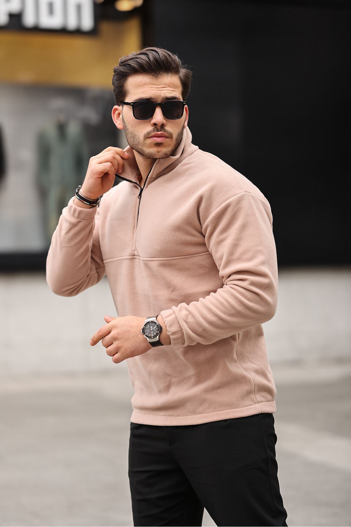 Yarım Fermuarlı Polar Sweatshirt