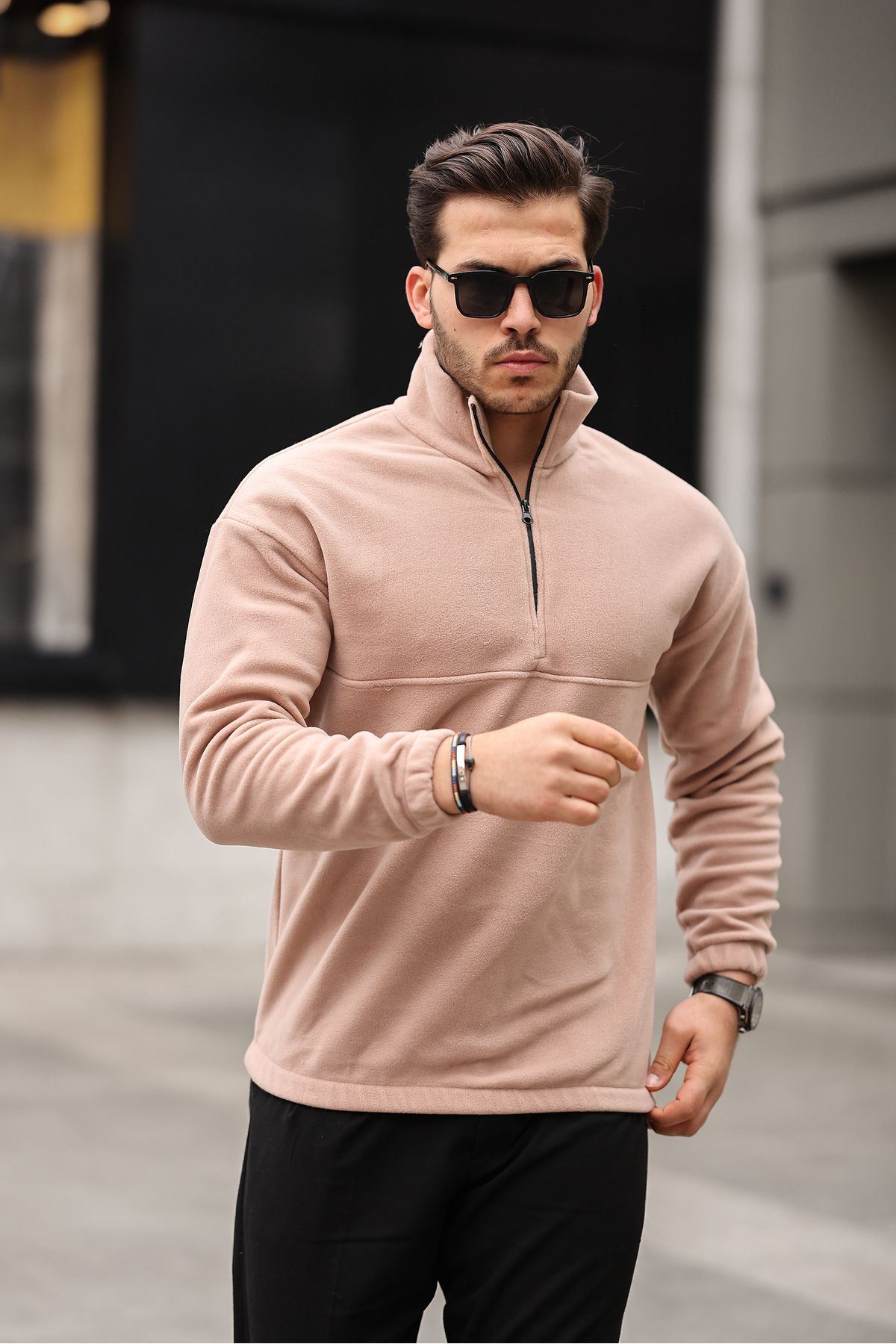 Yarım Fermuarlı Polar Sweatshirt