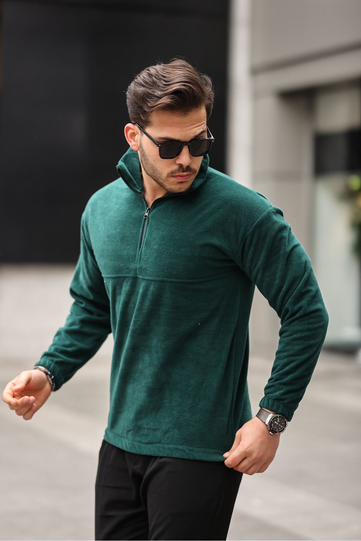 Yarım Fermuarlı Polar Sweatshirt