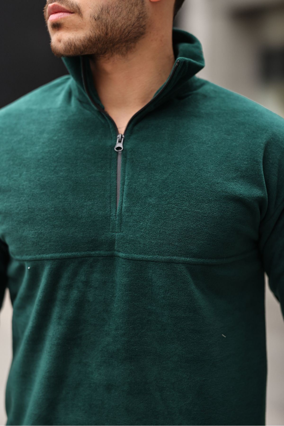 Yarım Fermuarlı Polar Sweatshirt