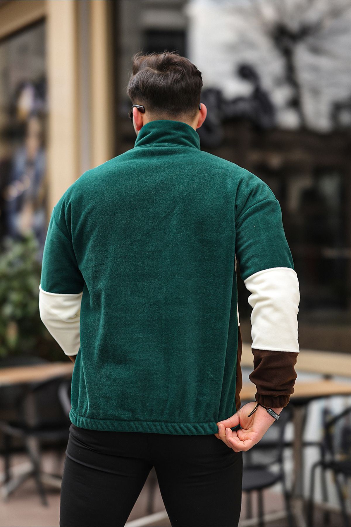 Yarım Fermuarlı Üç Renk Polar Sweatshirt