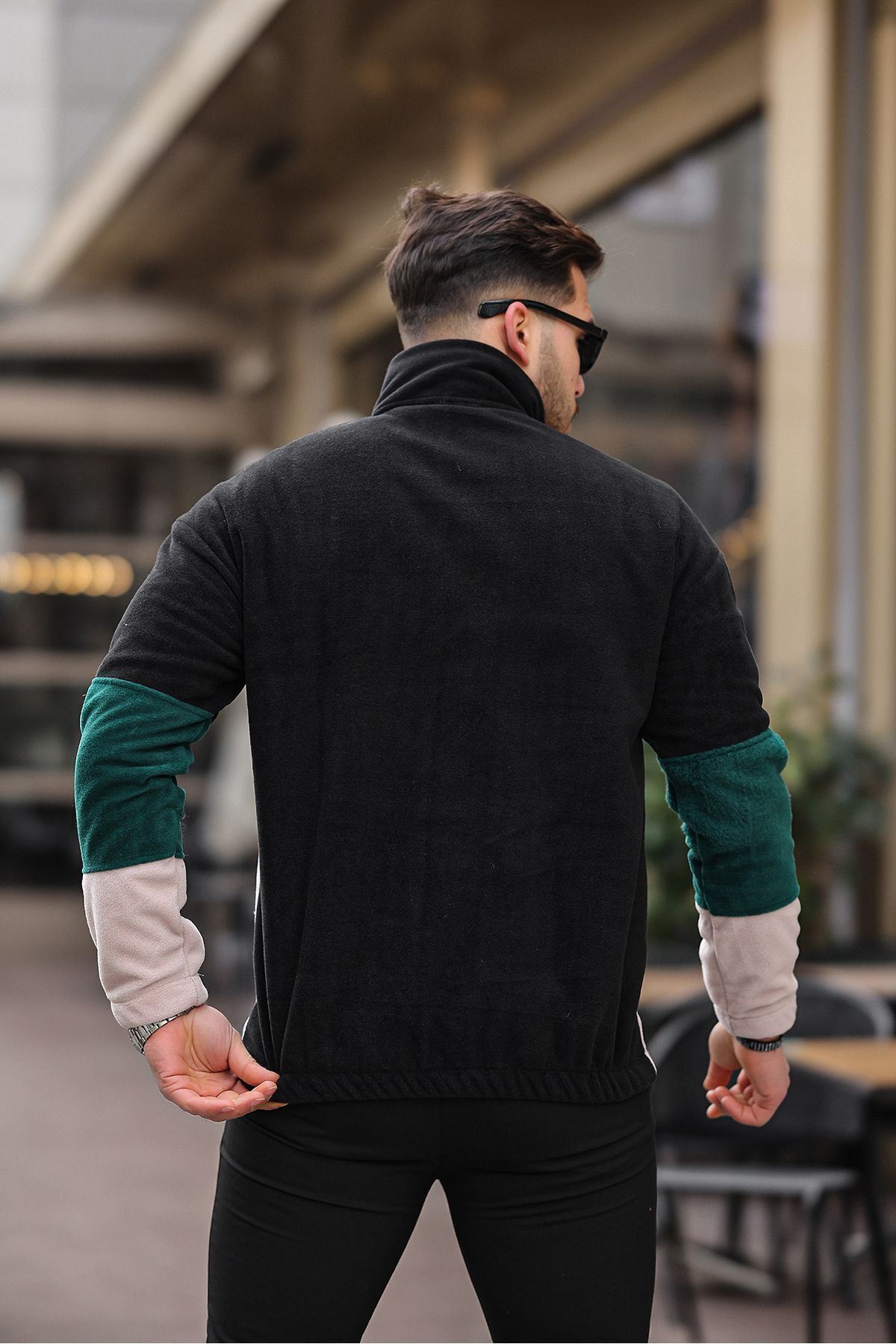Yarım Fermuarlı Üç Renk Polar Sweatshirt