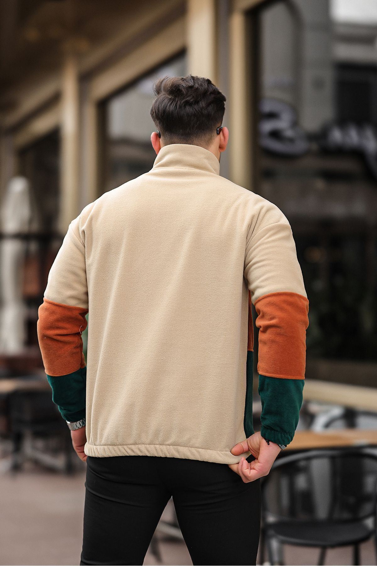 Yarım Fermuarlı Üç Renk Polar Sweatshirt