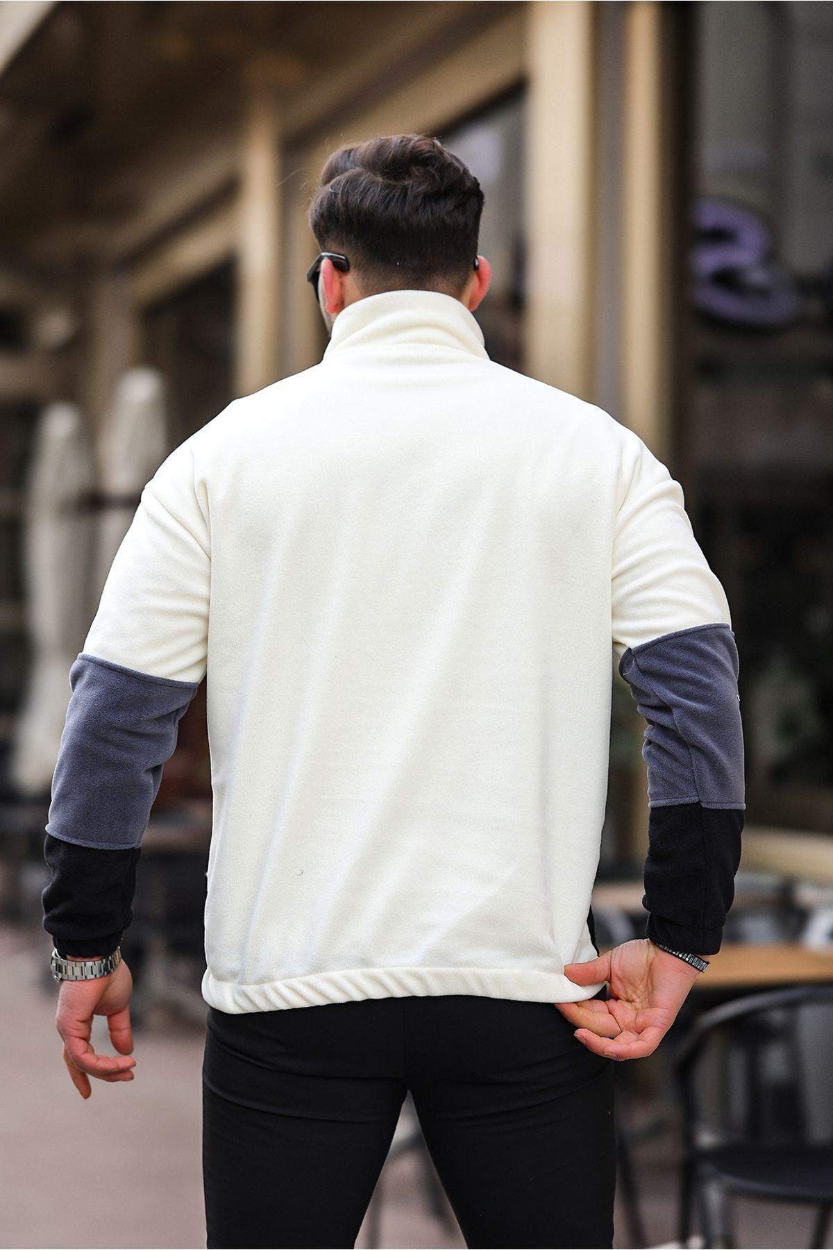 Yarım Fermuarlı Üç Renk Polar Sweatshirt