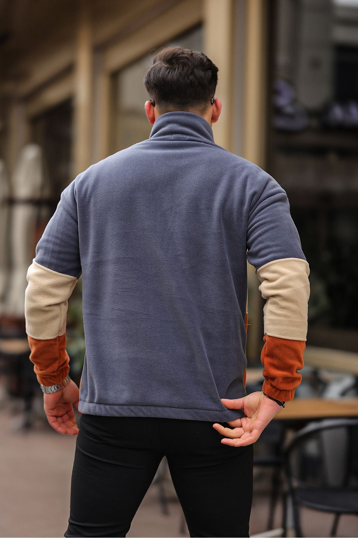 Yarım Fermuarlı Üç Renk Polar Sweatshirt