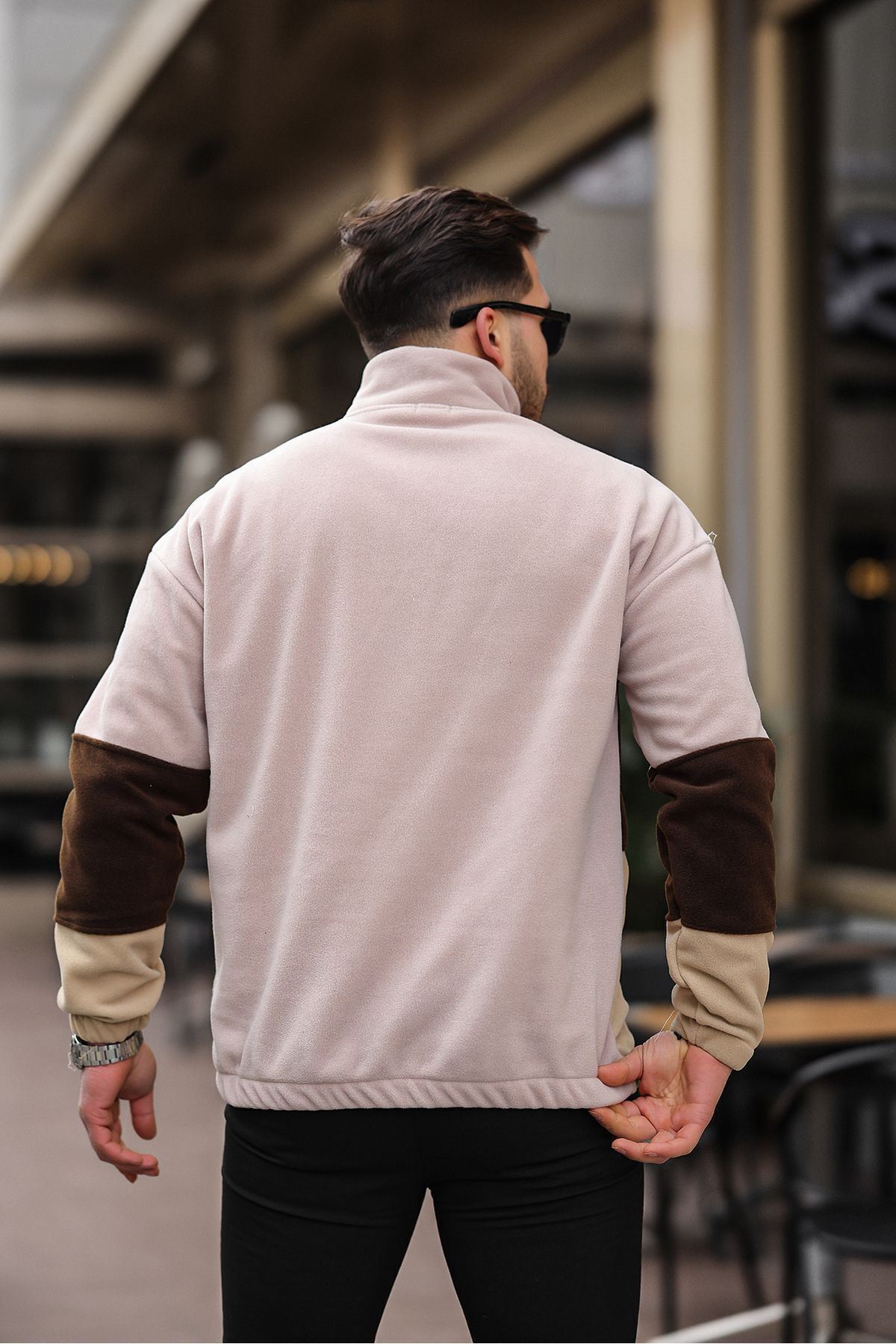 Yarım Fermuarlı Üç Renk Polar Sweatshirt