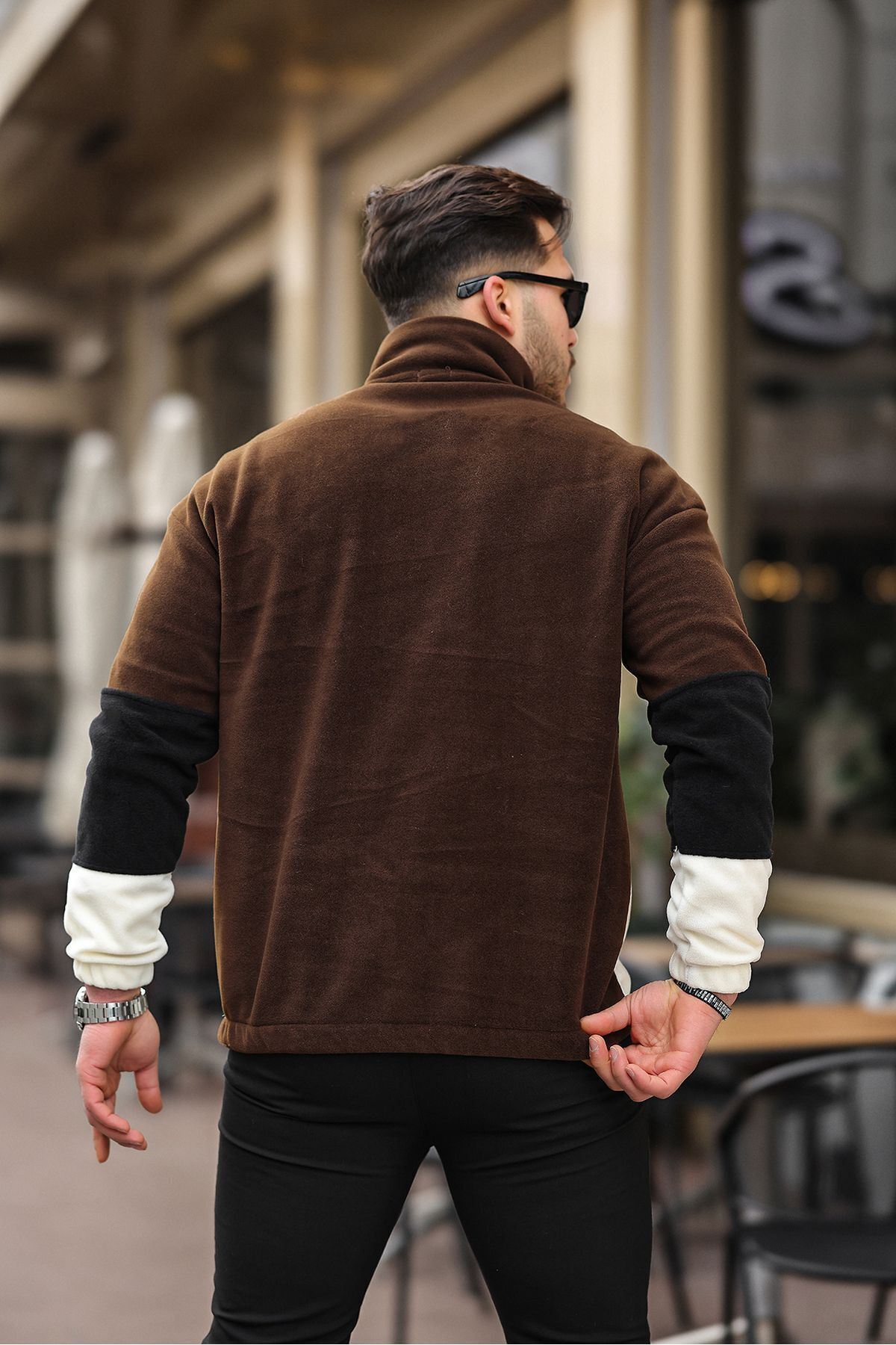 Yarım Fermuarlı Üç Renk Polar Sweatshirt