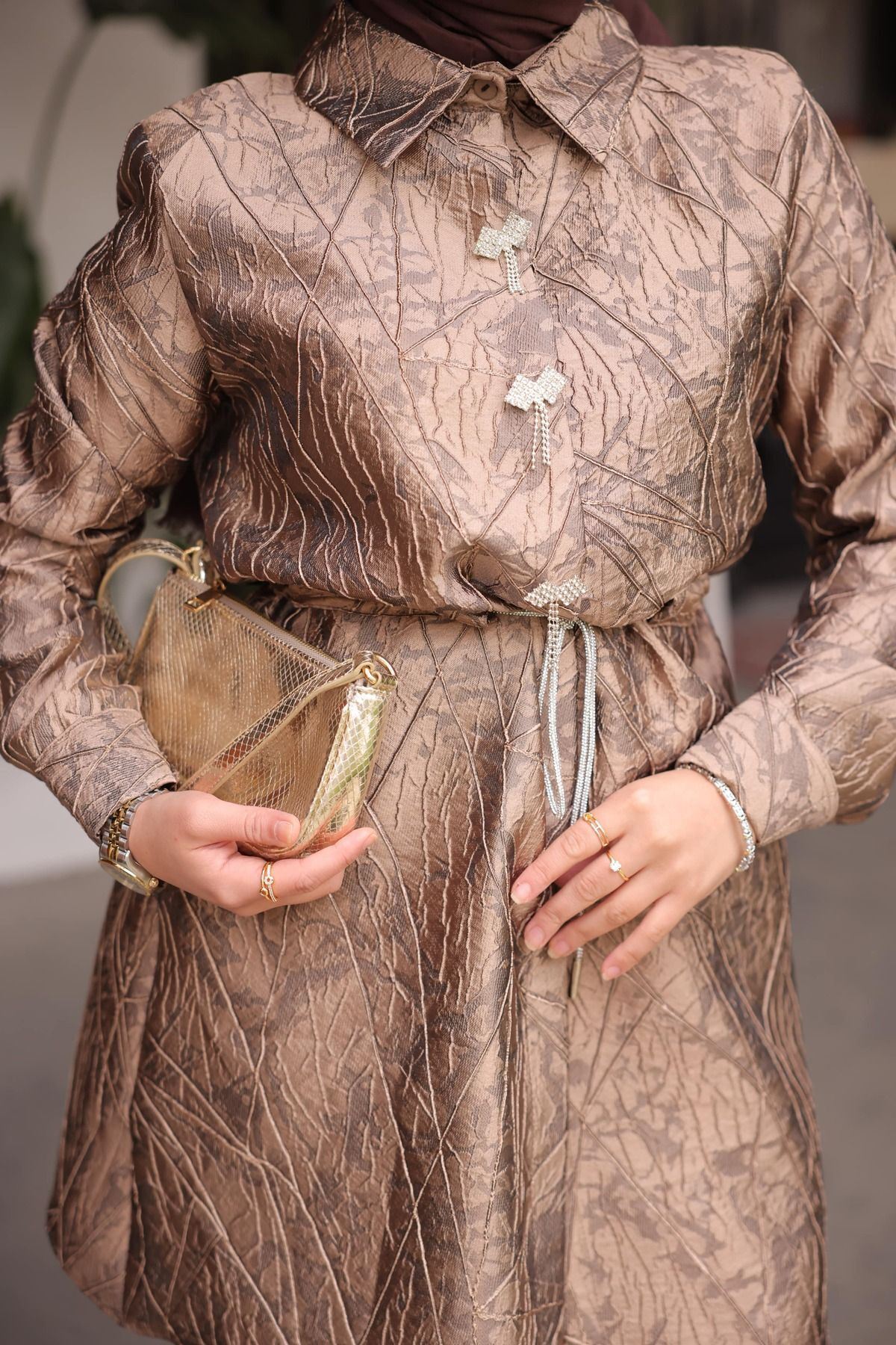 Jakarlı Beli Lastikli Tonik Ceket