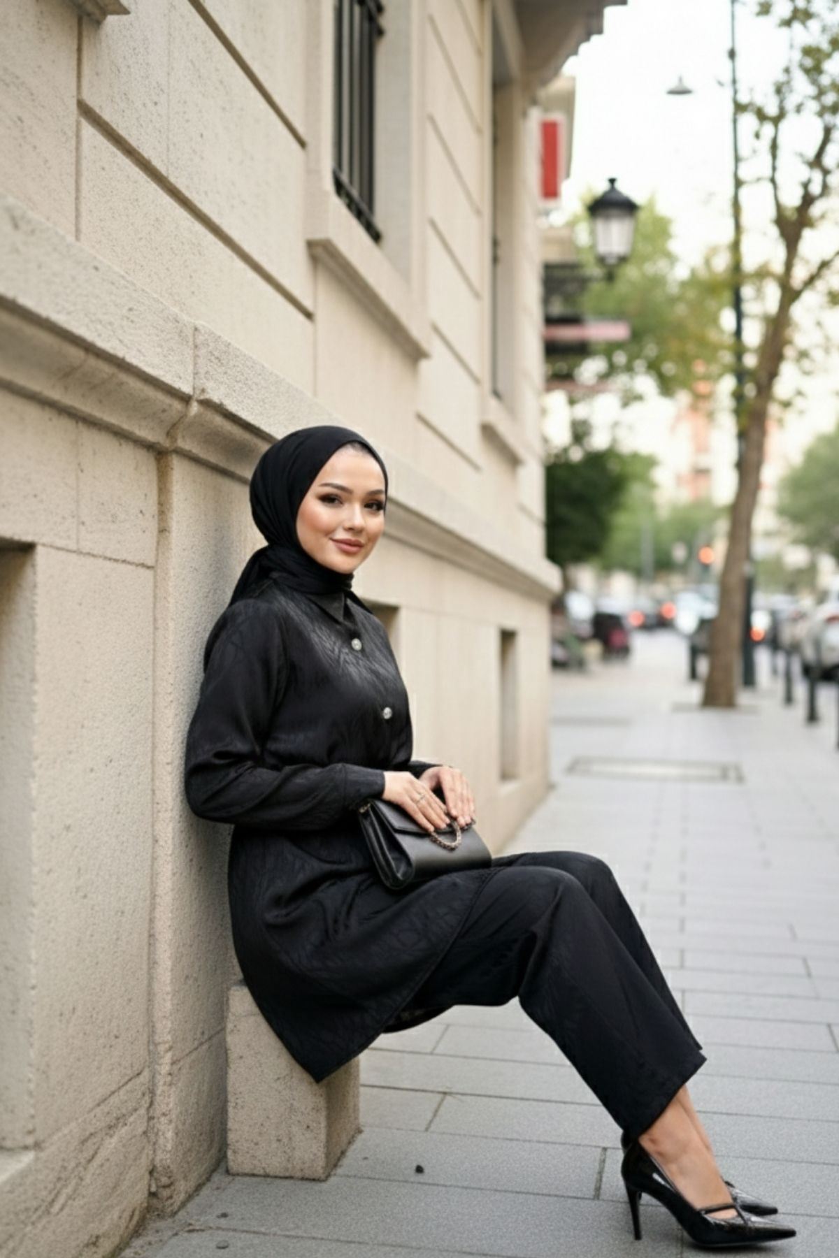 Belden Bağlamalı Kendinden Desenli Takım