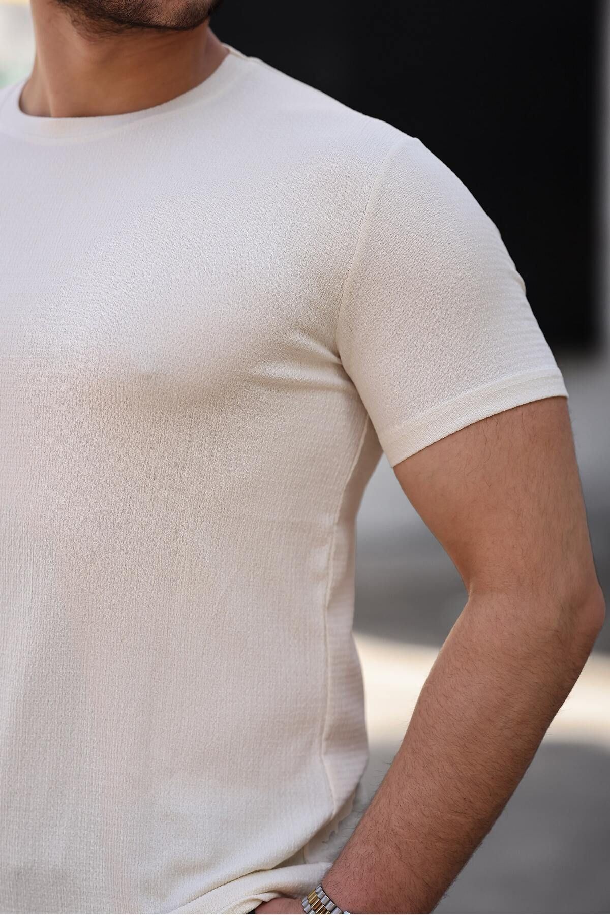 Erkek Bisiklet Yaka Örme Tişört