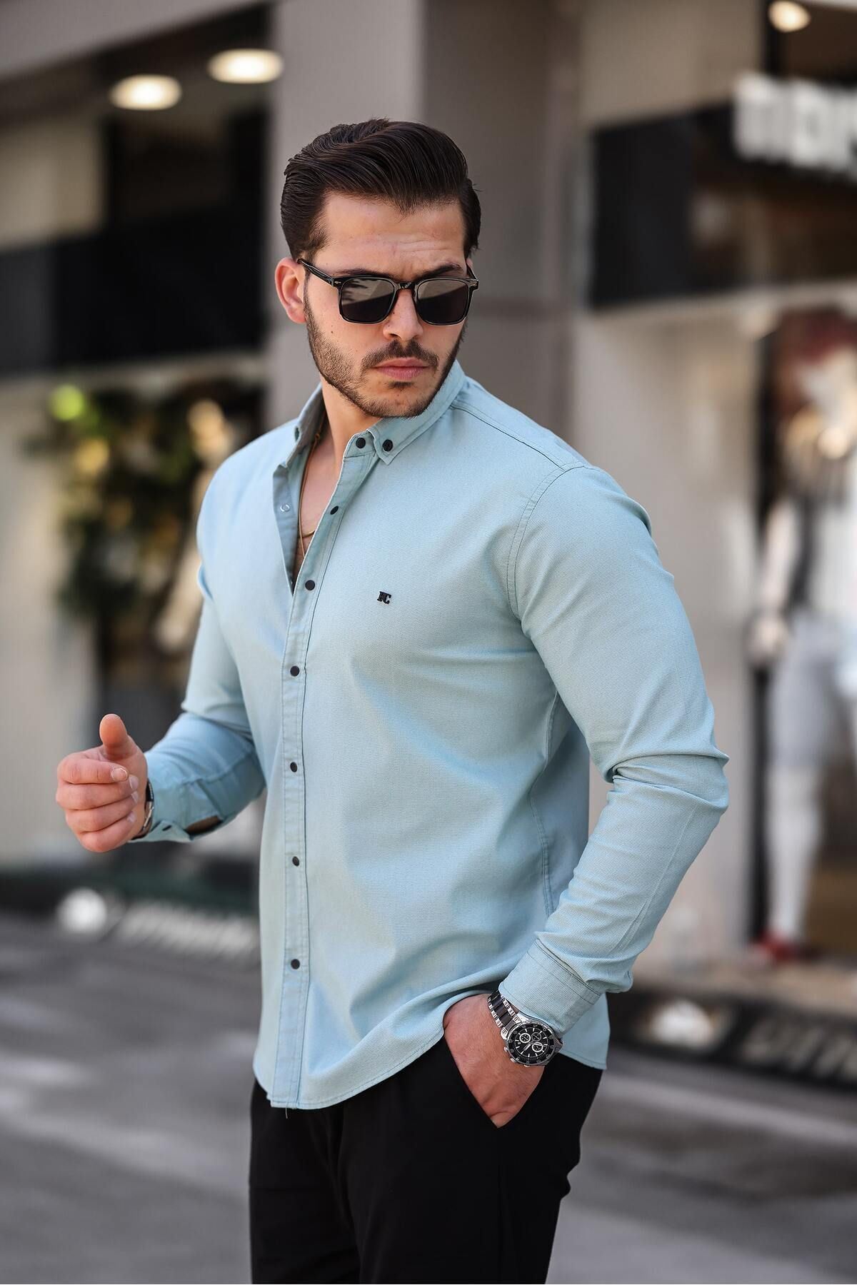 Çıtçıtlı Slim Fit Kot Gömlek