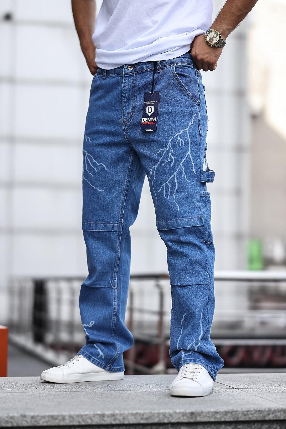 Erkek Kargo Cep Baggy Pantolon