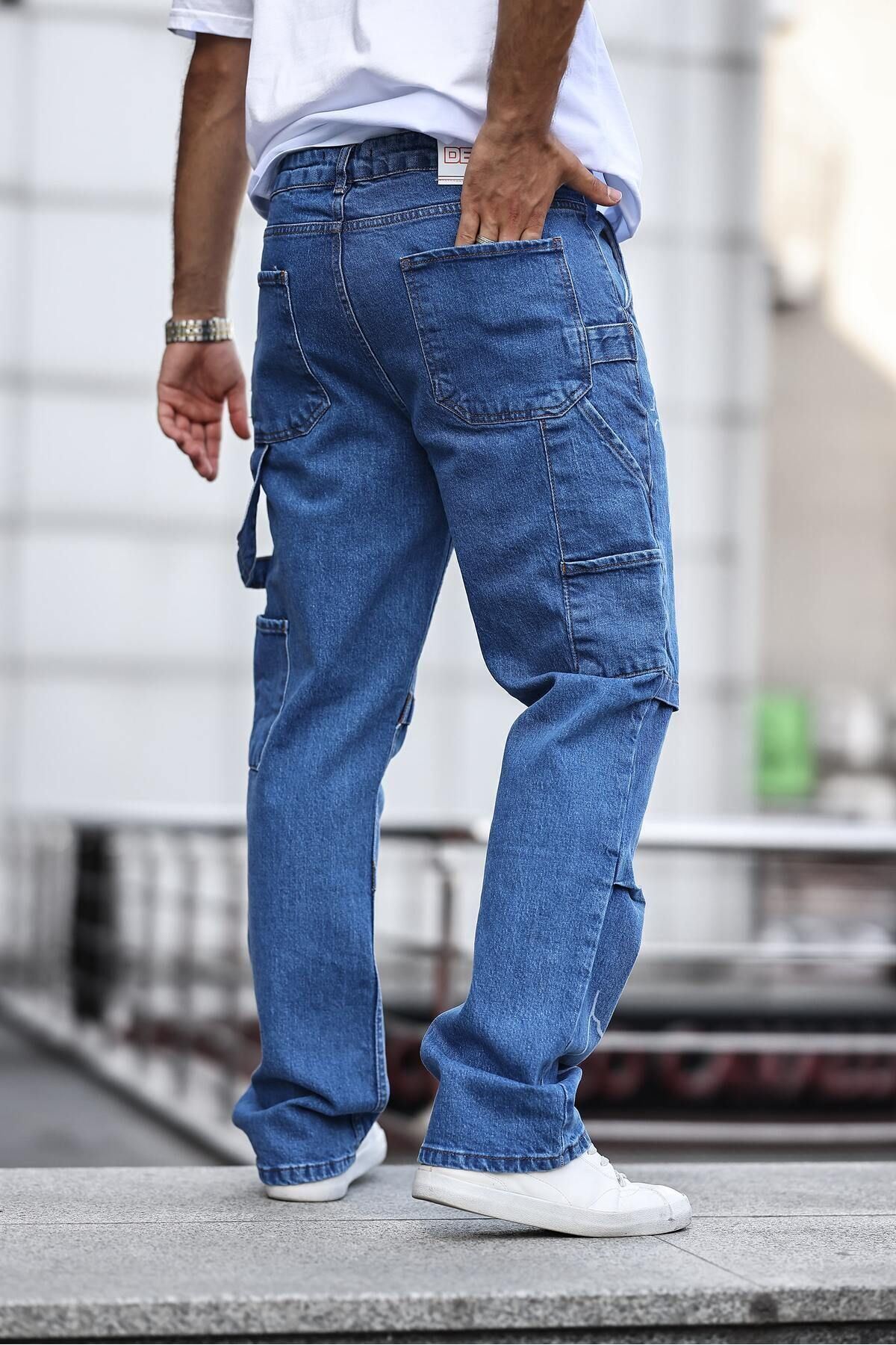 Erkek Kargo Cep Baggy Pantolon