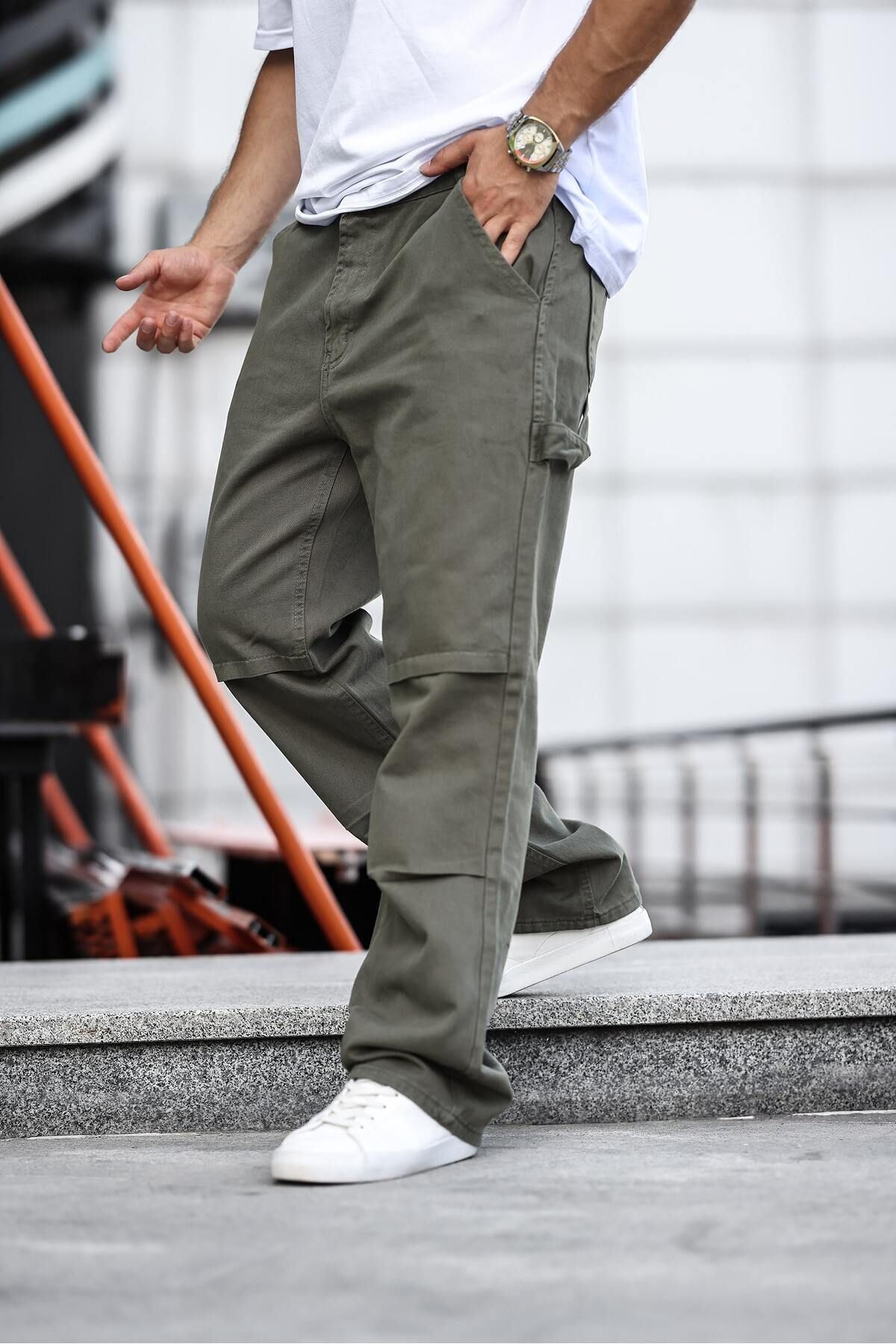 Erkek Kargo Cep Baggy Pantolon