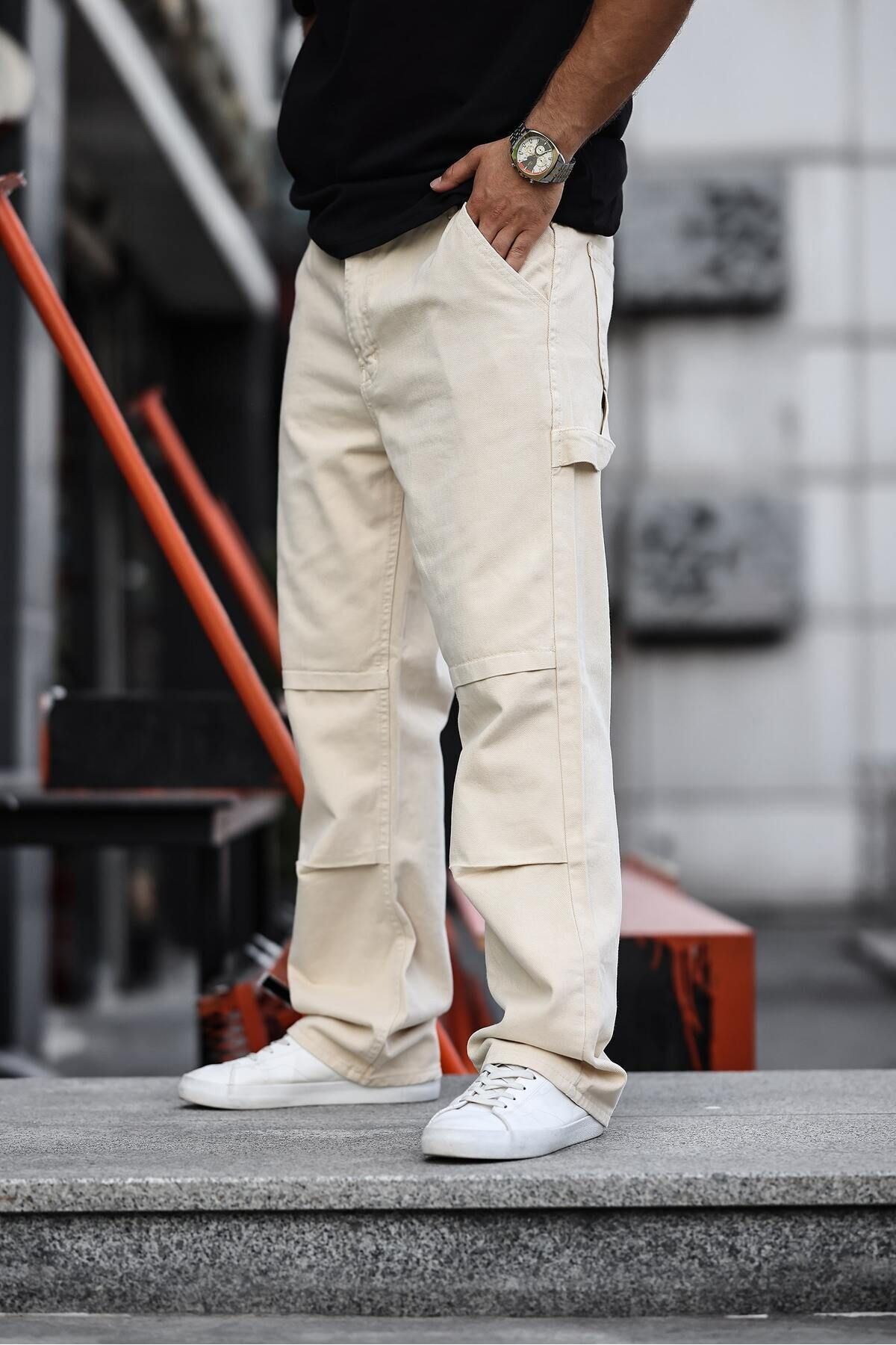 Erkek Kargo Cep Baggy Pantolon