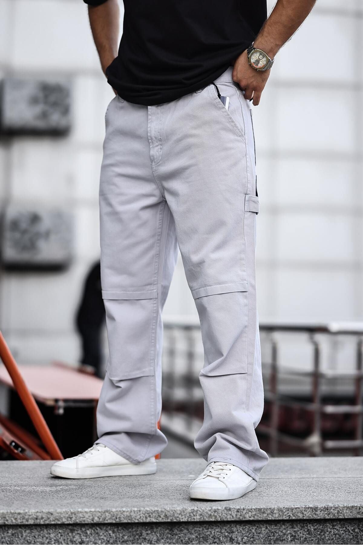 Erkek Kargo Cep Baggy Pantolon