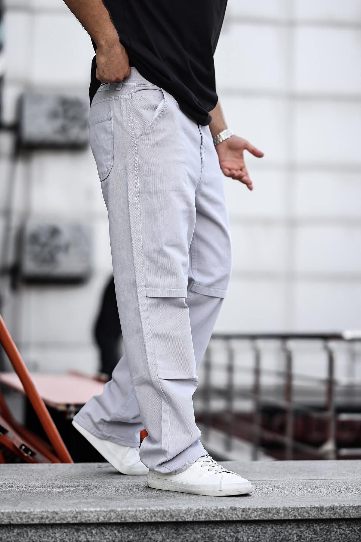 Erkek Kargo Cep Baggy Pantolon