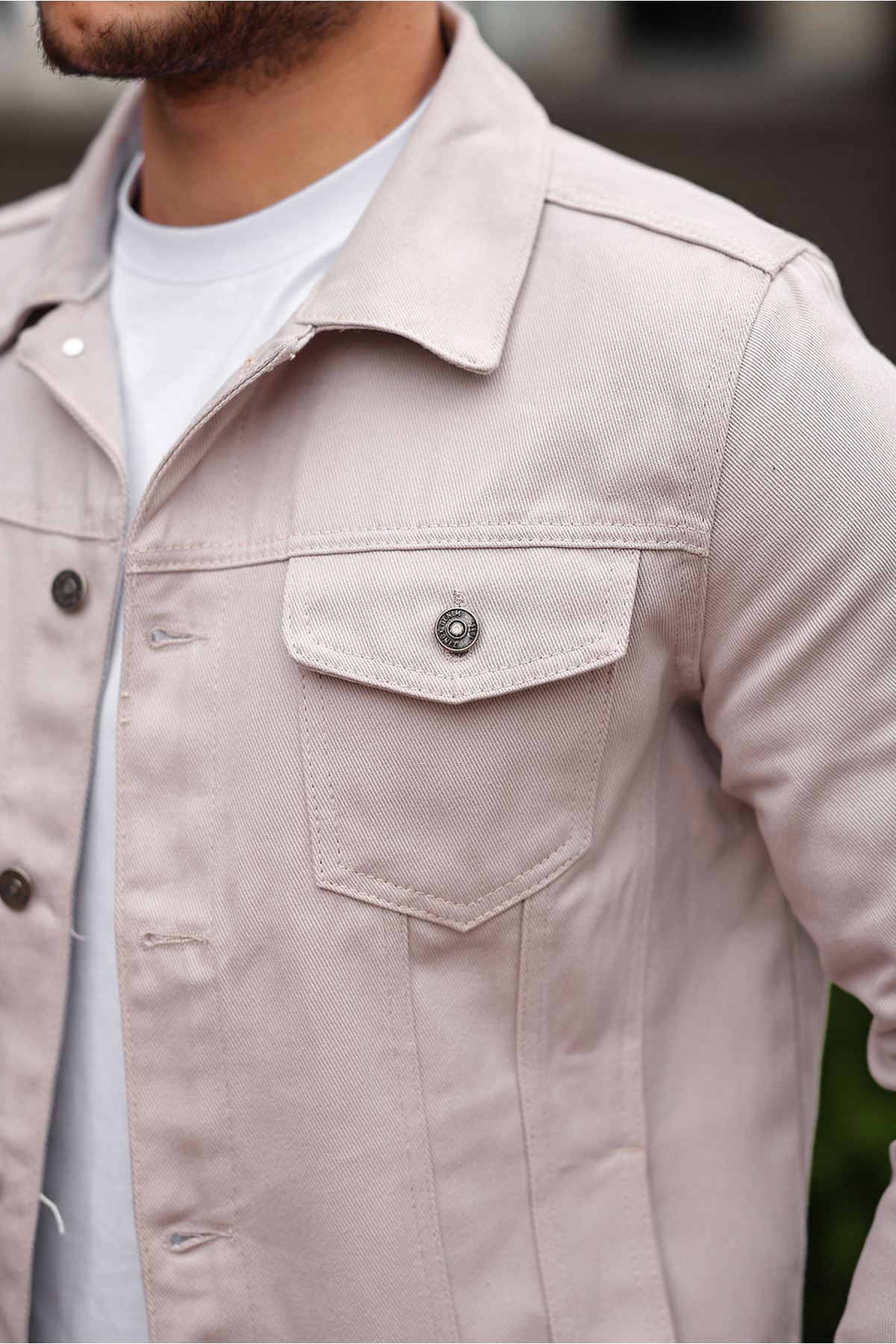 Erkek A Kalite Slim Fit Denim Kot Ceket