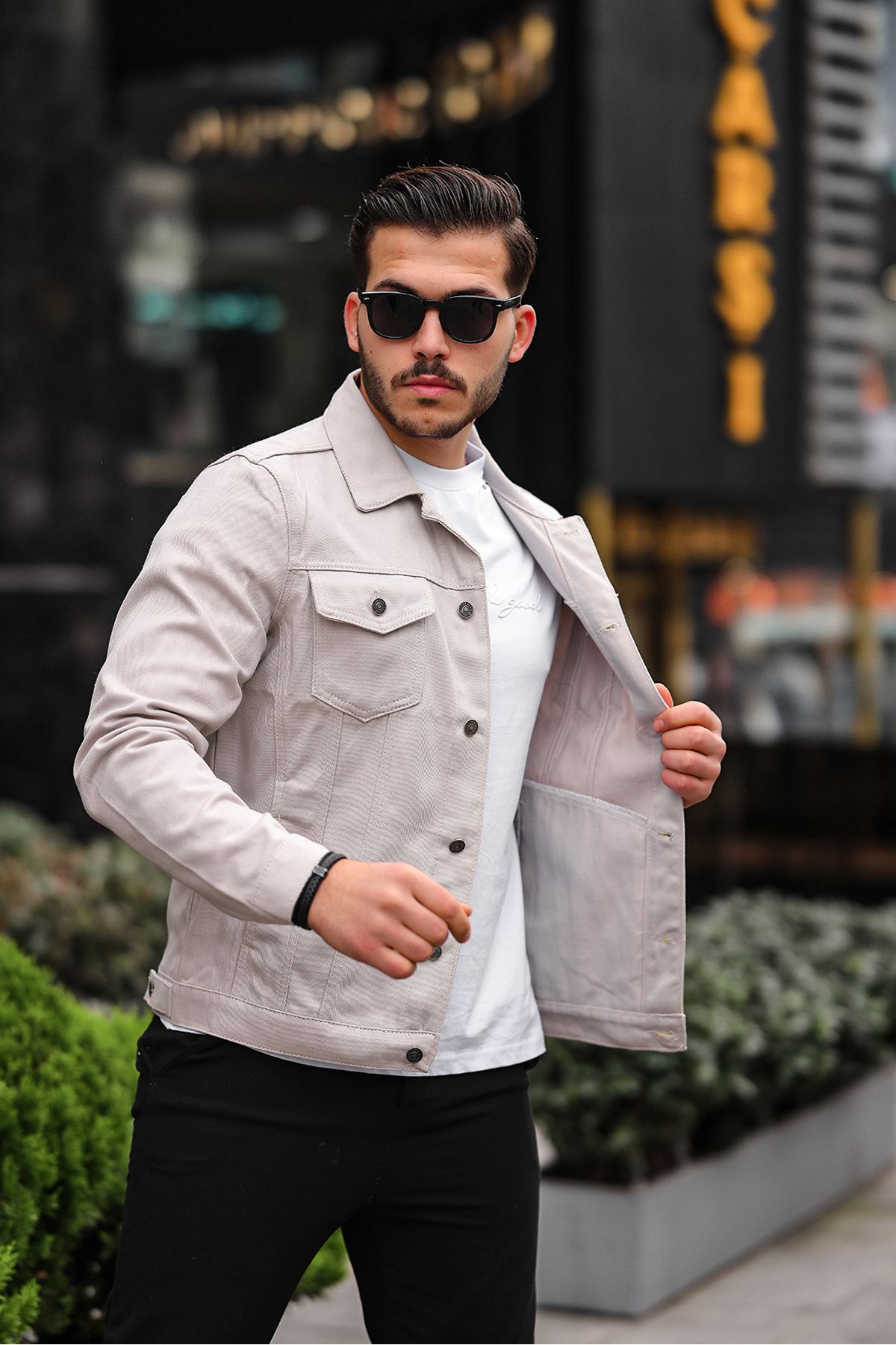 Erkek A Kalite Slim Fit Denim Kot Ceket