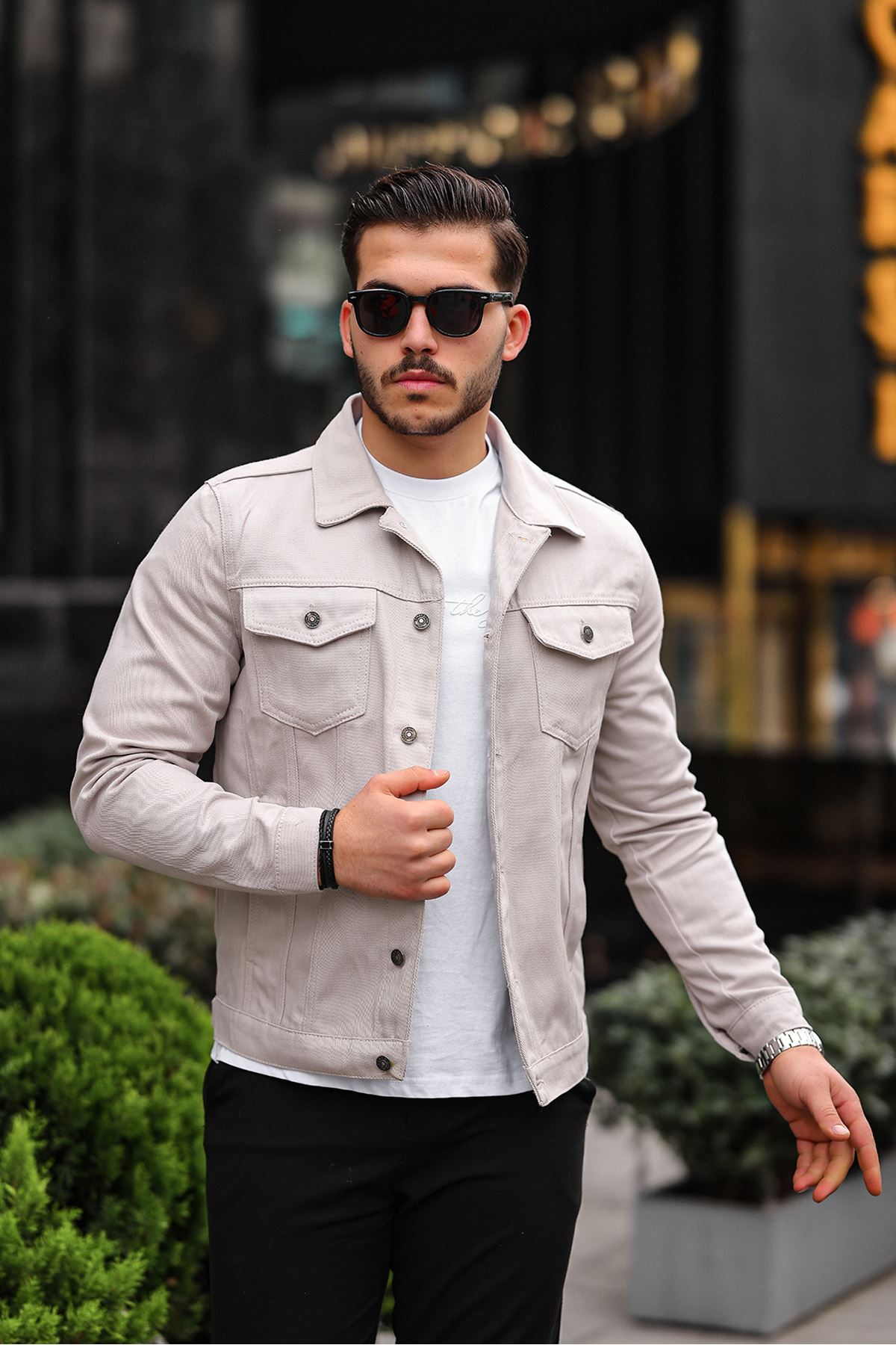 Erkek A Kalite Slim Fit Denim Kot Ceket