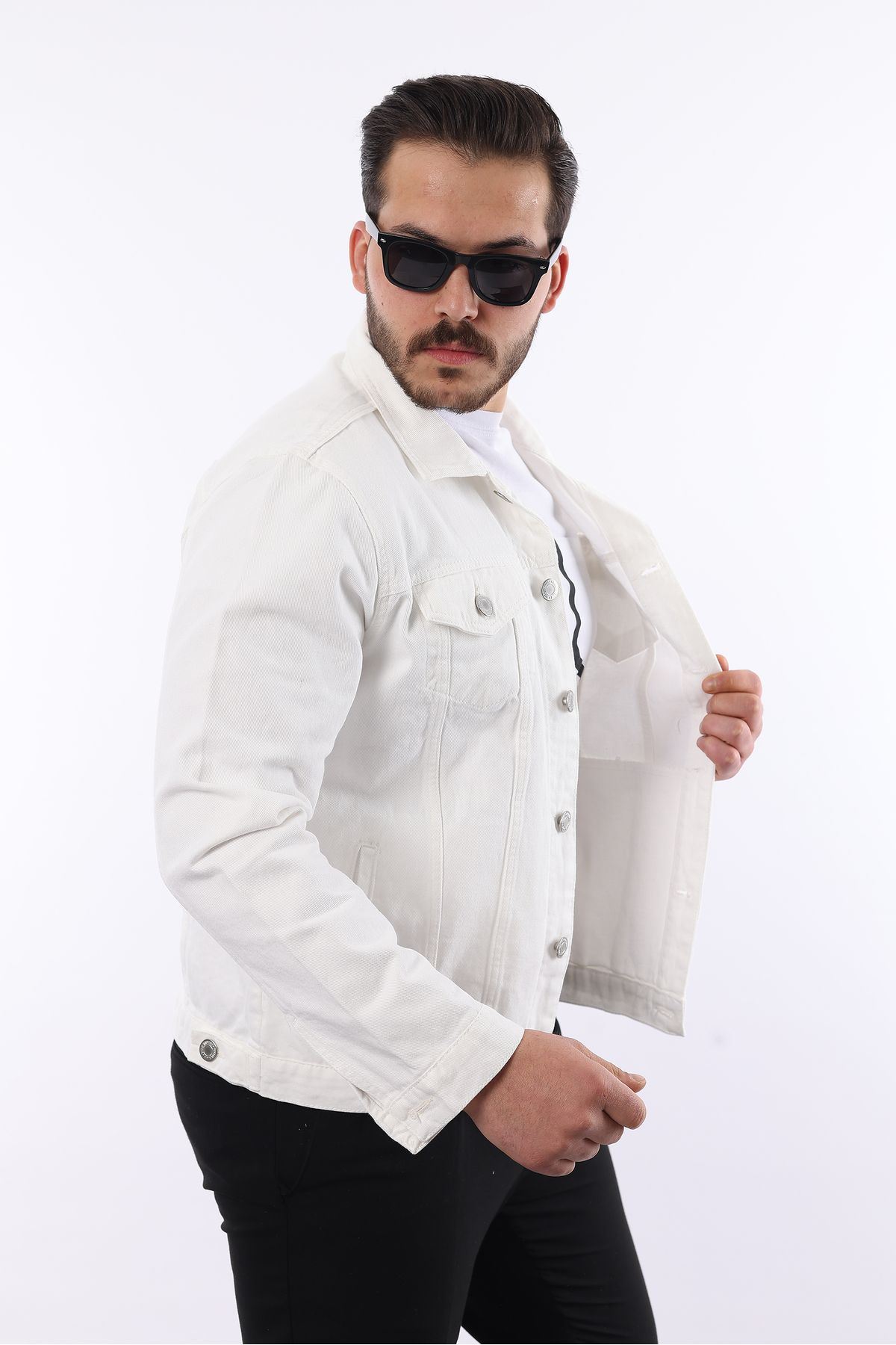 Erkek A Kalite Slim Fit Denim Kot Ceket